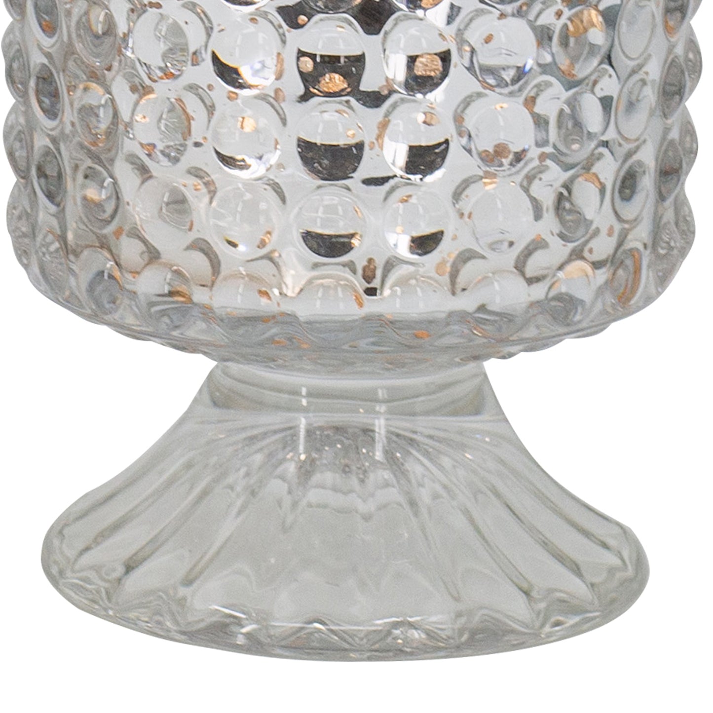 6 Inch Glass Candle Holder Cylindrical Hobnail Texture Set Of 2 Silver