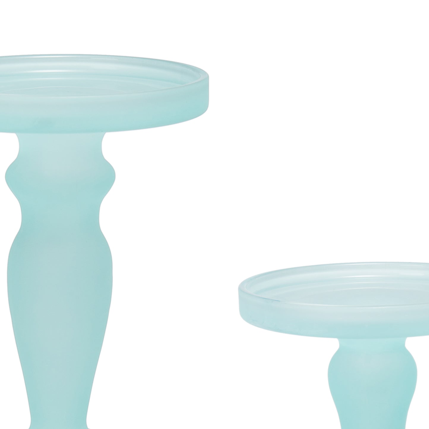 Qui 14 11 Inch Candle Holders Turned Pedestal Blue Glass Set Of 2