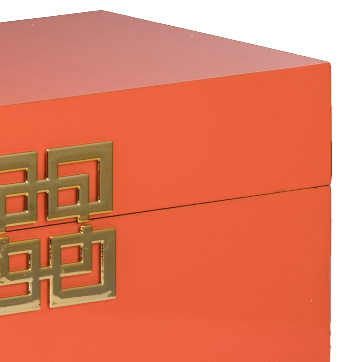 Neo 14 11 Inch Decorative Boxes Geometric Metal Accents Orange Set Of 2