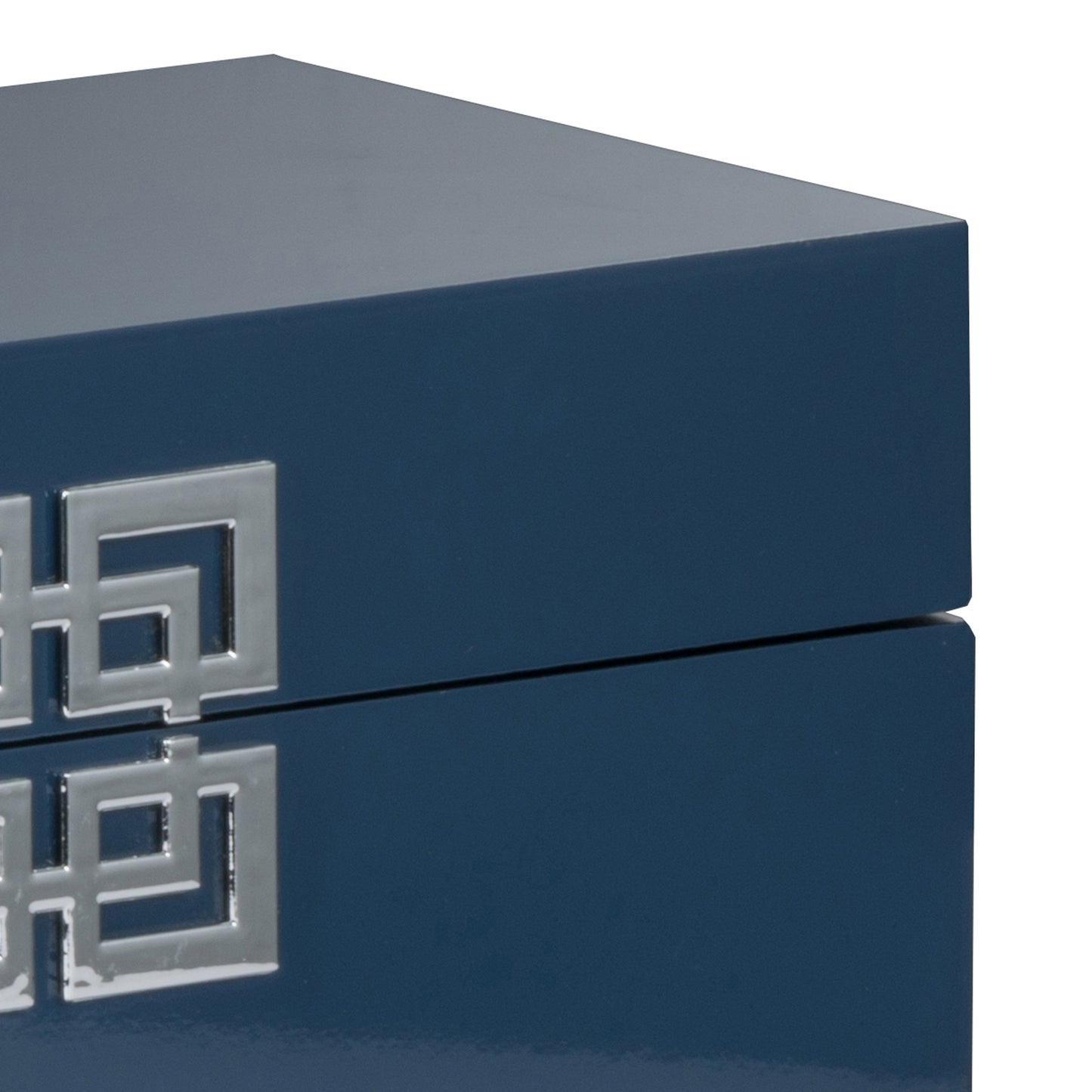 Neo 14 11 Inch Decorative Boxes Geometric Metal Accents Blue Set Of 2