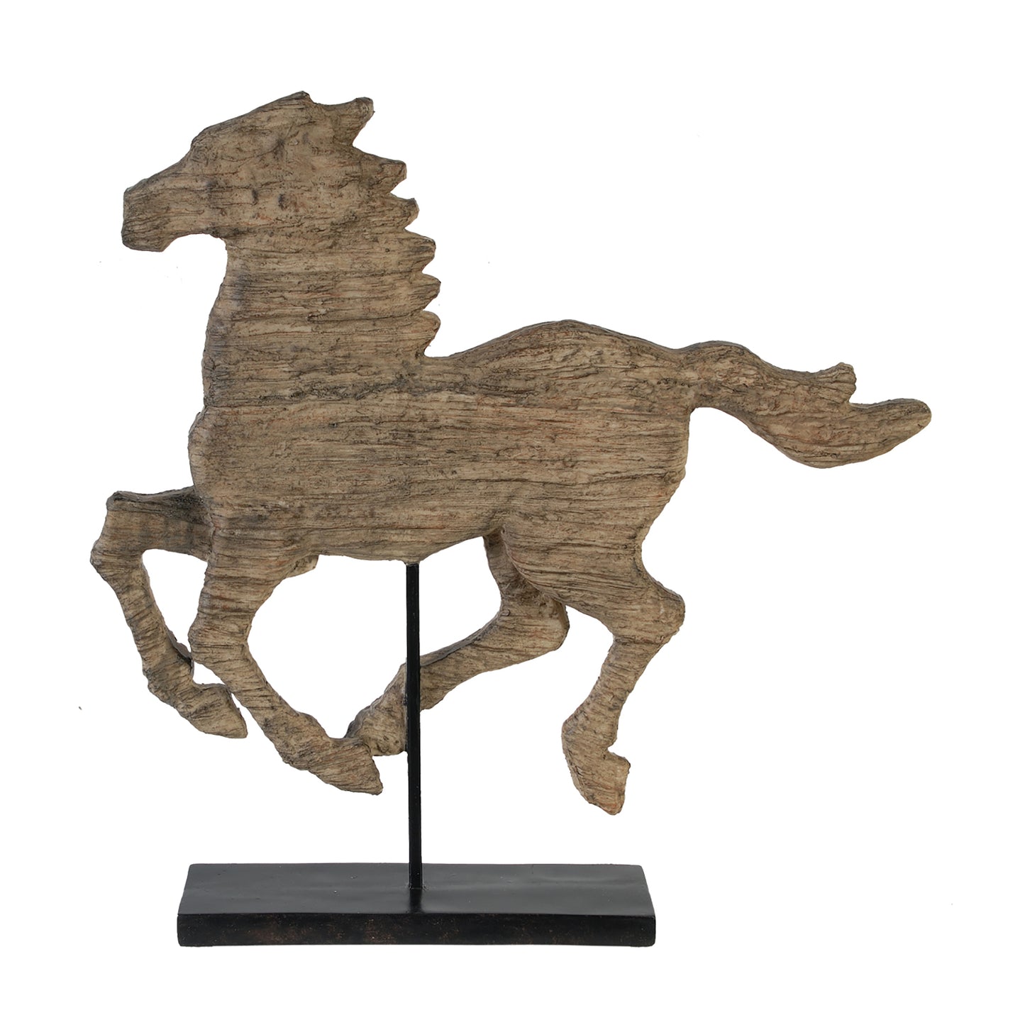 20 Inch Galloping Horse Accent Decor Figurine Distressed Resin Finish
