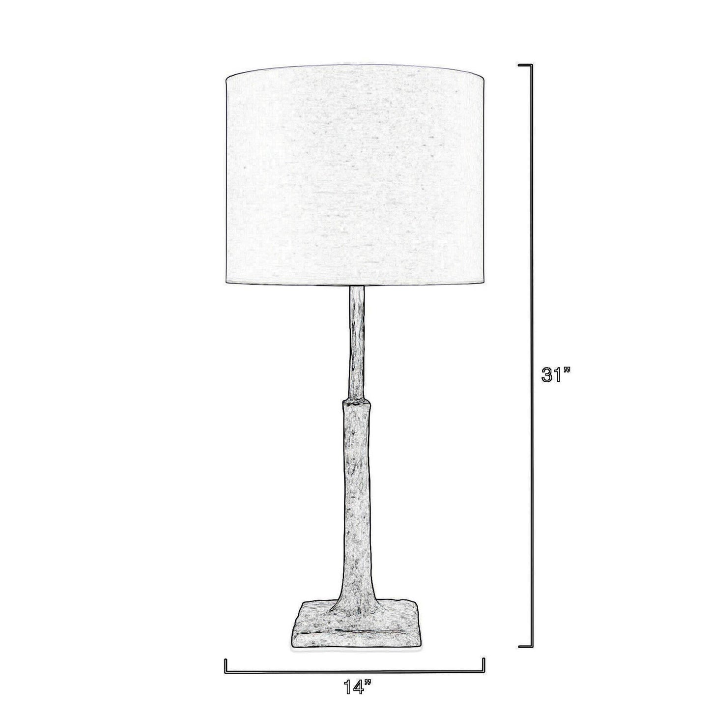 31 Inch Modern Table Lamp Handcrafted Polyresin Base Linen Shade Black