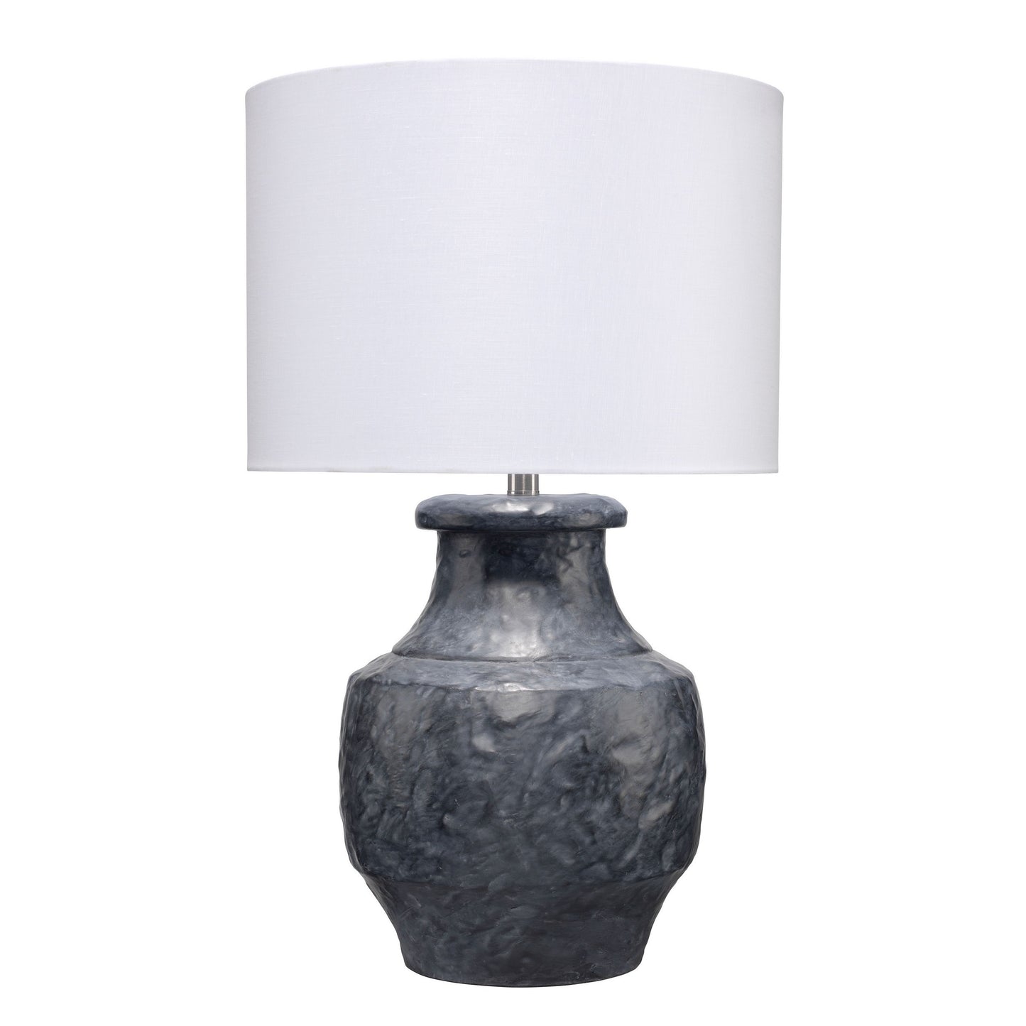 28 Inch Modern Table Lamp Handcrafted Polyresin Urn Linen Shade Gray