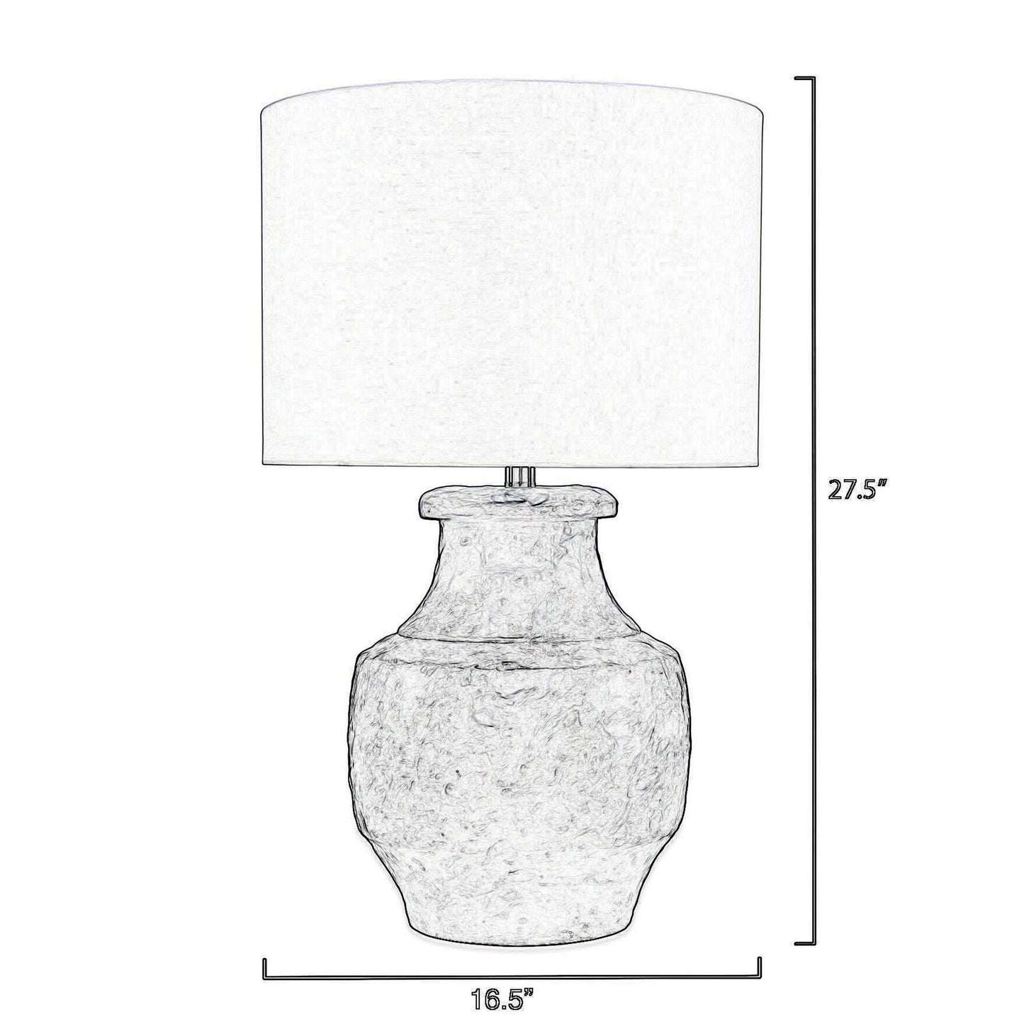 28 Inch Modern Table Lamp Handcrafted Polyresin Urn Linen Shade Gray