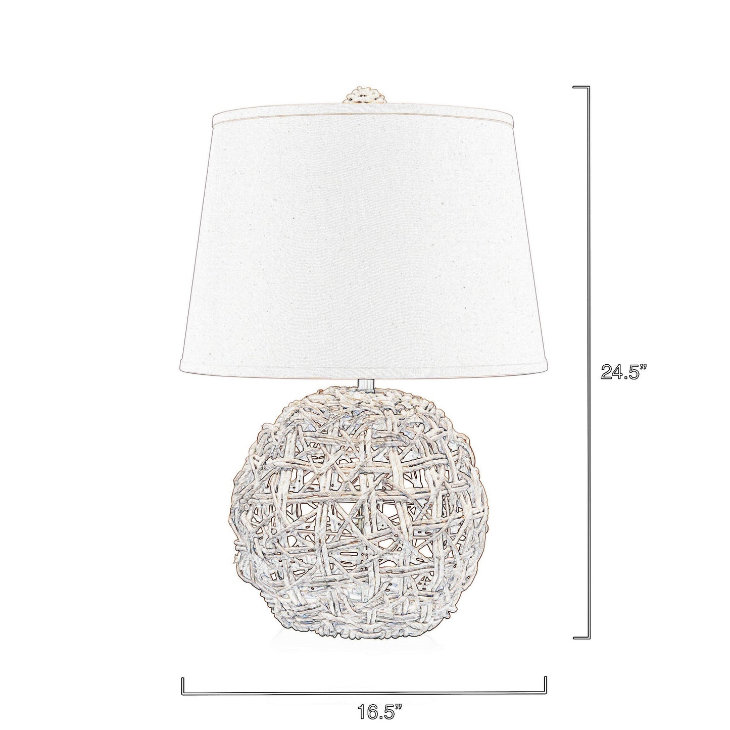 25 Inch Table Lamp Elegant Handwoven Rope Base Linen Shade Natural Brown