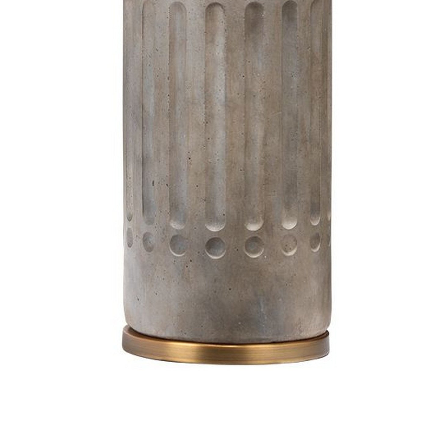 27 Inch Handmade Modern Table Lamp Ceramic Base Linen Shade Smooth Gray