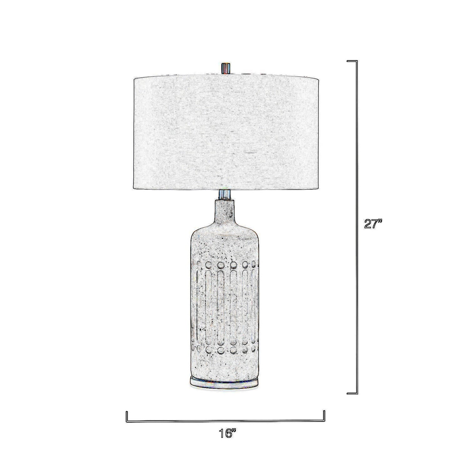 27 Inch Handmade Modern Table Lamp Ceramic Base Linen Shade Smooth Gray