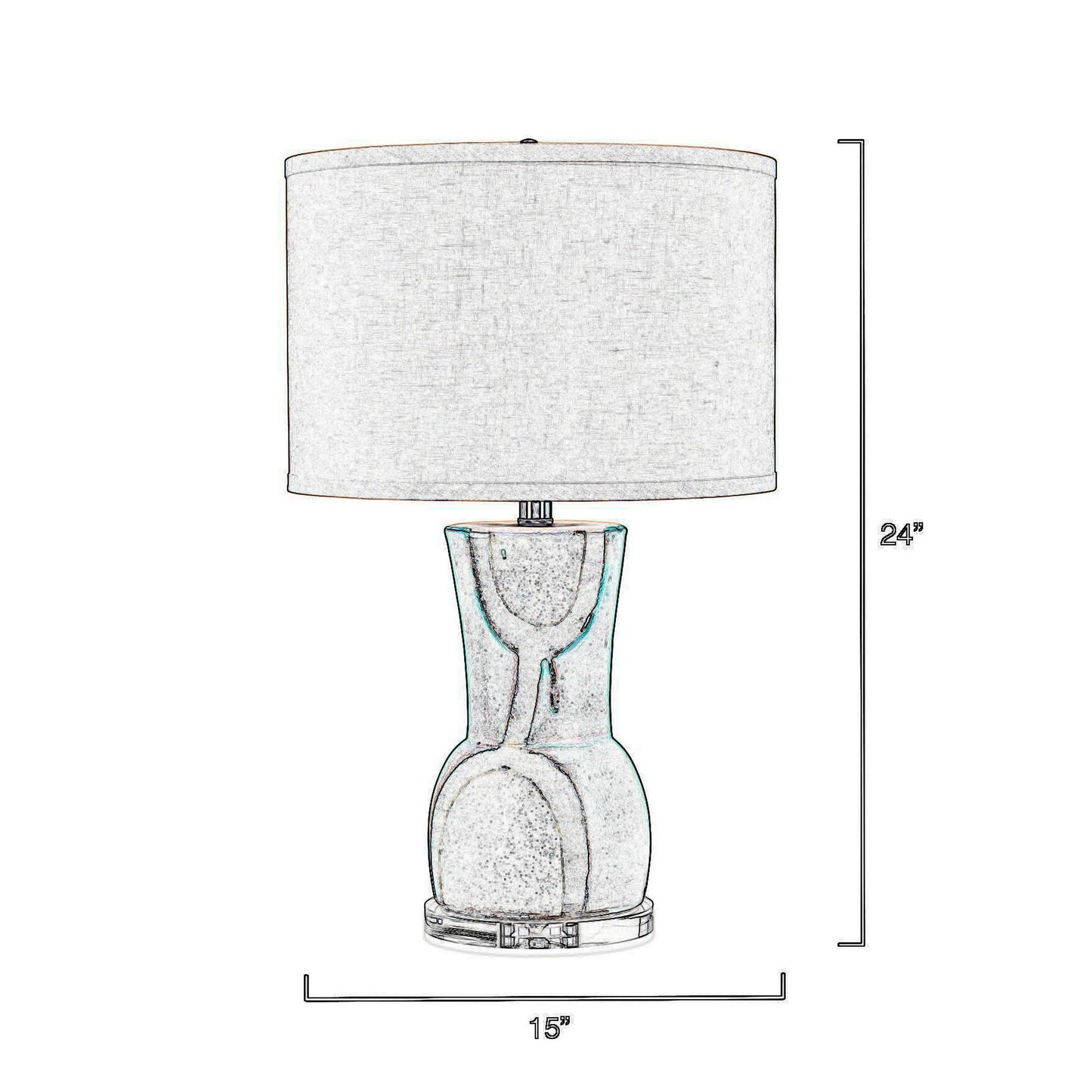 27 Inch Modern Table Lamp Handmade Ceramic Base Grasscloth Shade White