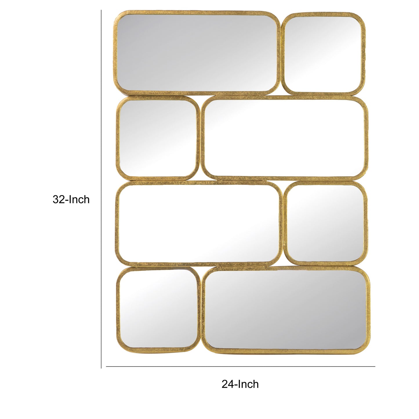 32 Inch Luxury Wall Decor Mirror 8 Gold Finished Curved Metal Frames
