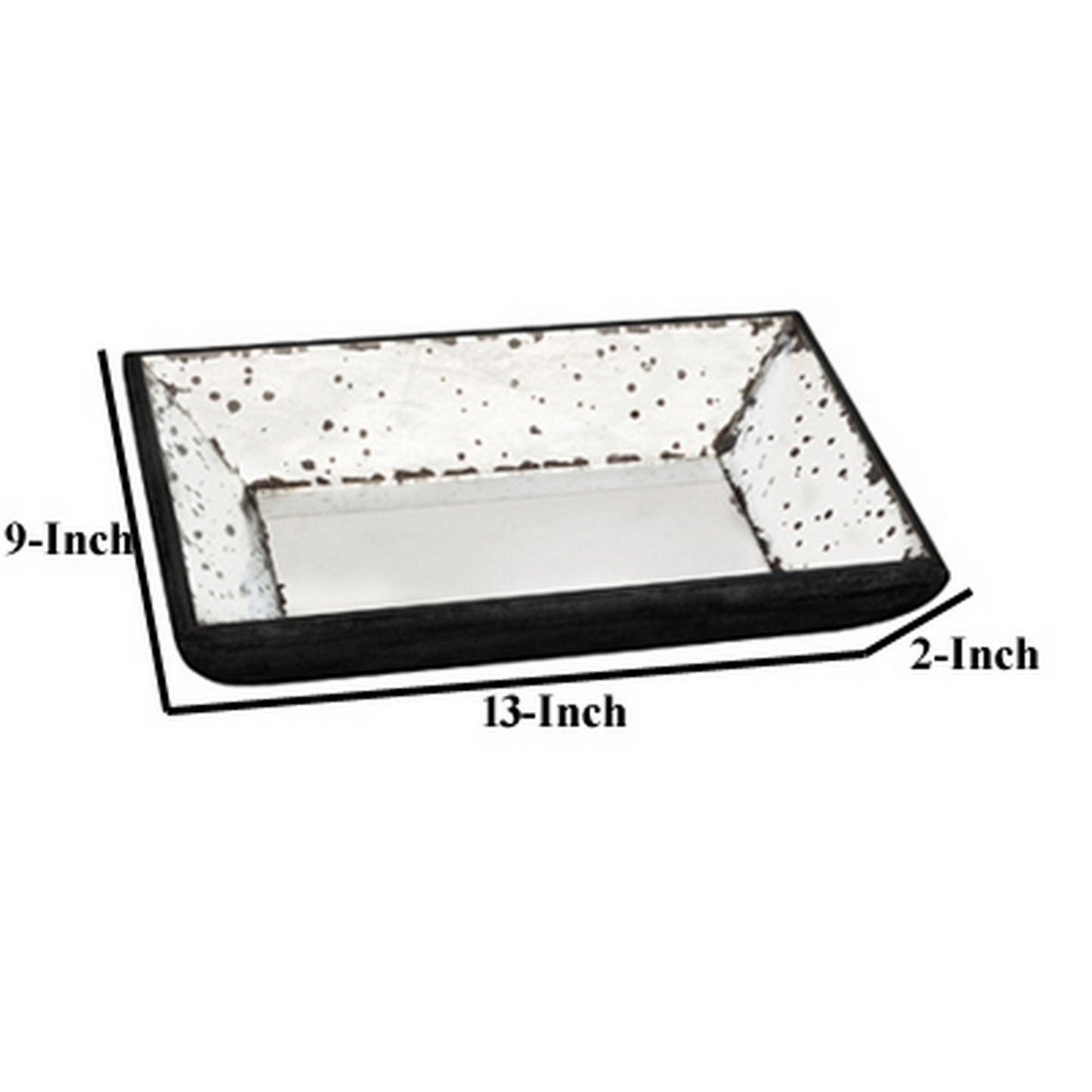 Inez 20 Inch Decorative Glass Tray Elegant Silver Mirrored Base Set Of 2