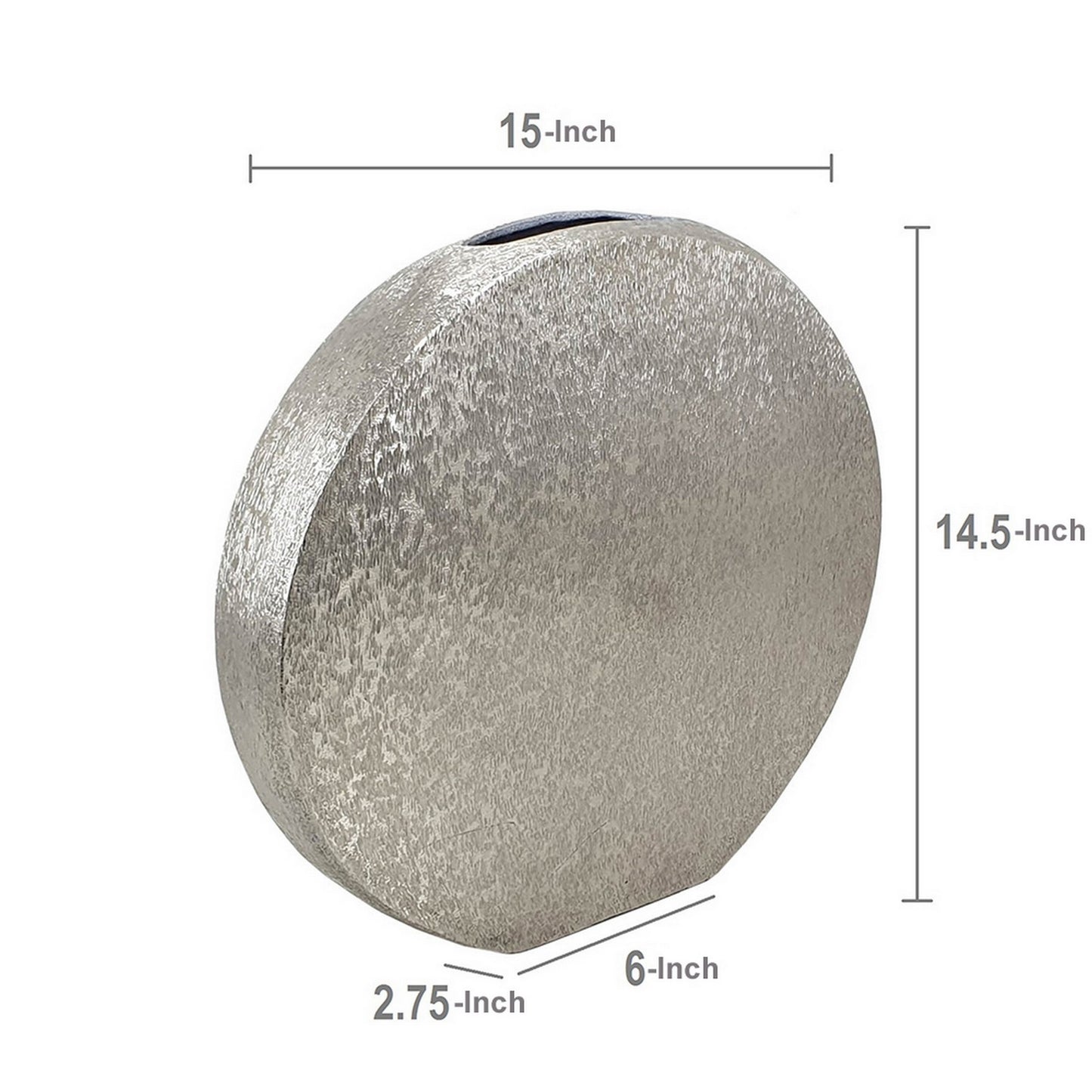 15 Inch Modern Decorative Vase Round Silver Finished Aluminum Frame