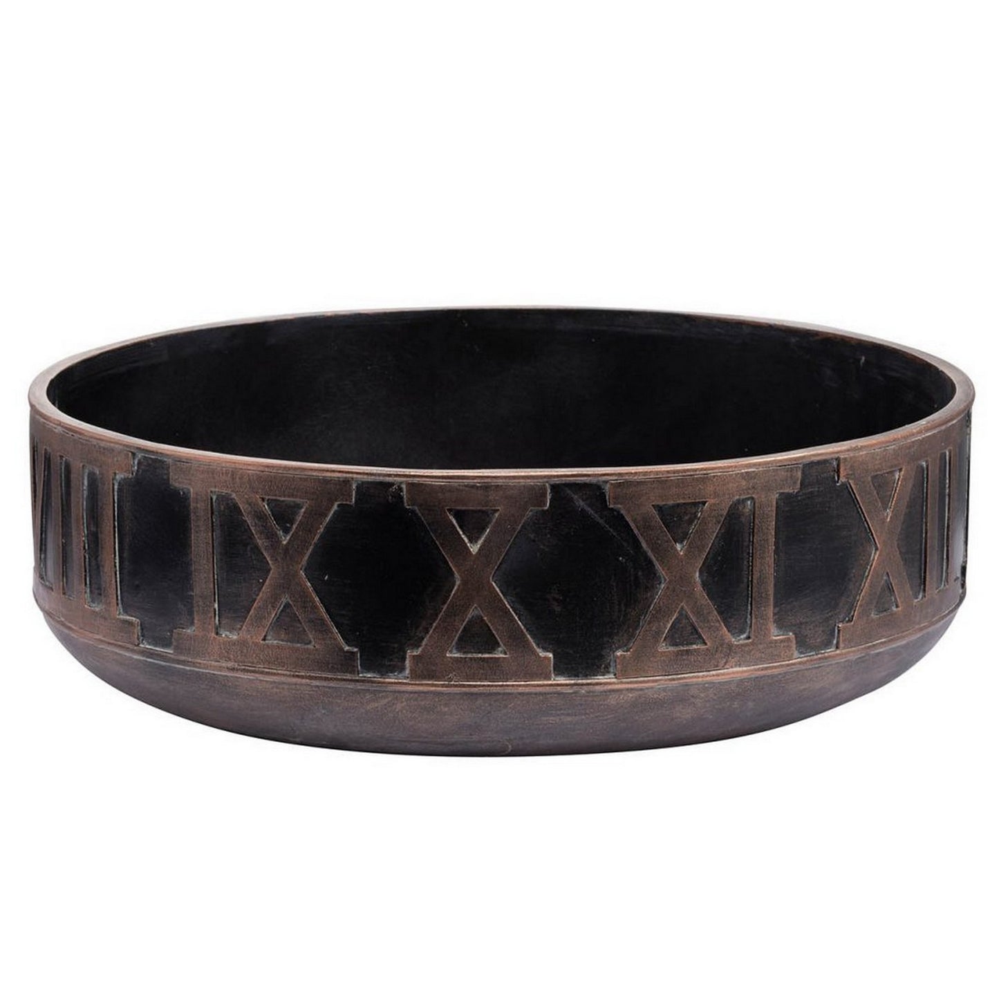 18 Inch Decorative Bowl Handcrafted Round Shaped Black Polyresin Frame