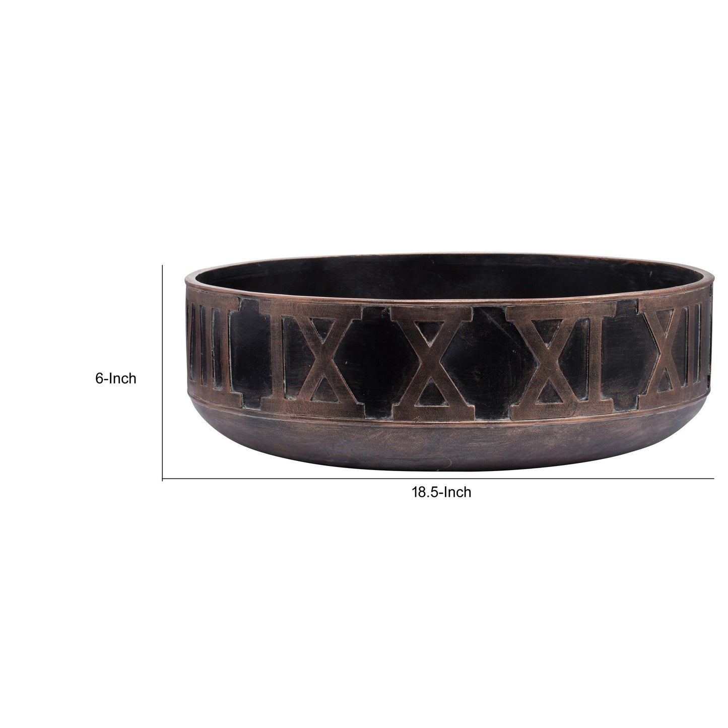 18 Inch Decorative Bowl Handcrafted Round Shaped Black Polyresin Frame