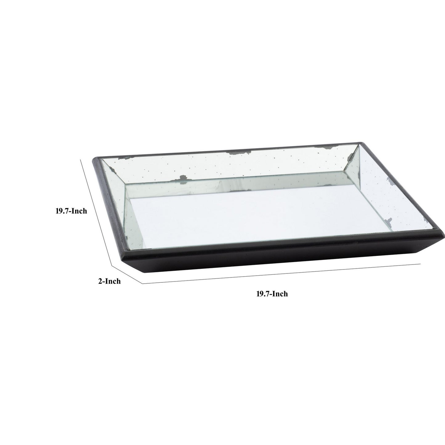 Inez 20 Inch Decorative Glass Tray Silver Mirrored Wall Hanger Medium