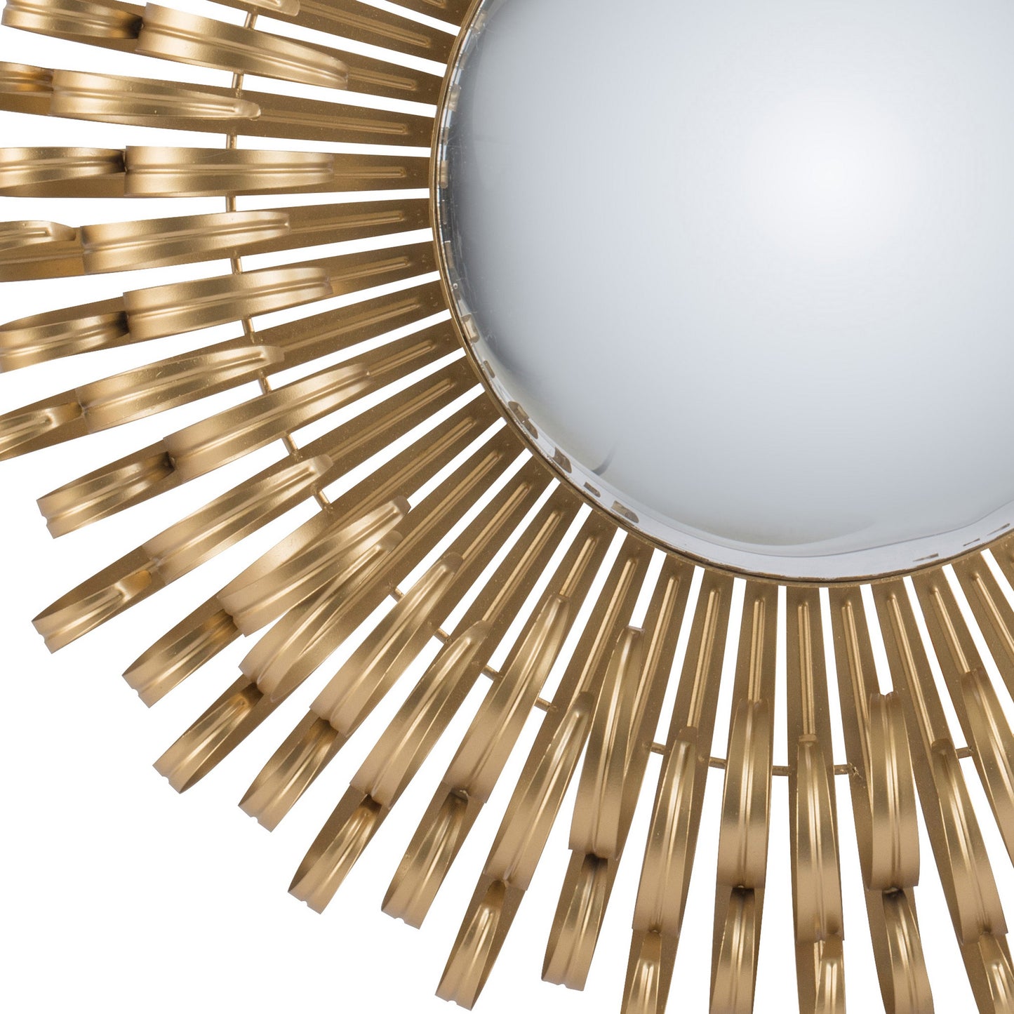 27 Inch Round Wall Mount Accent Decor Mirror Sunburst Iron Frame Gold