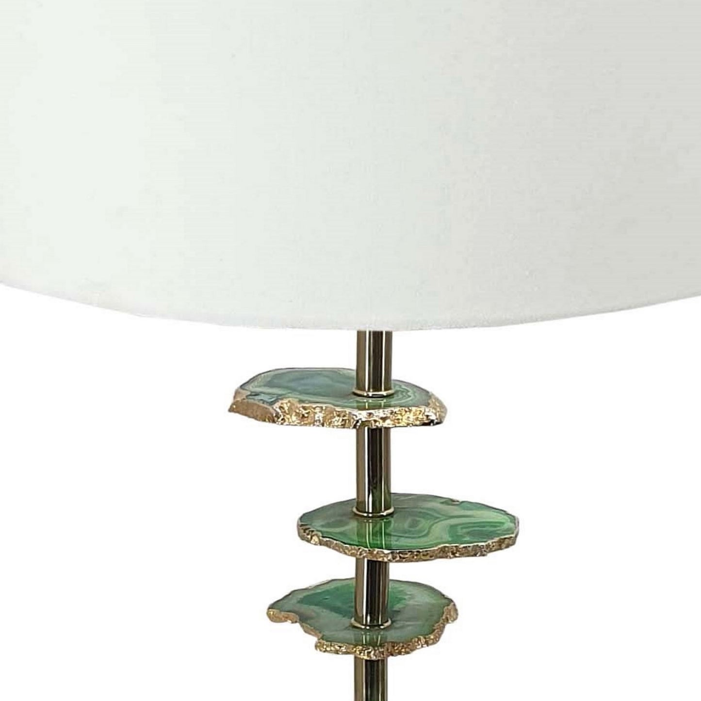 Parks 30 Inch Table Lamp With Agate Slices and Linen Drum Shade White