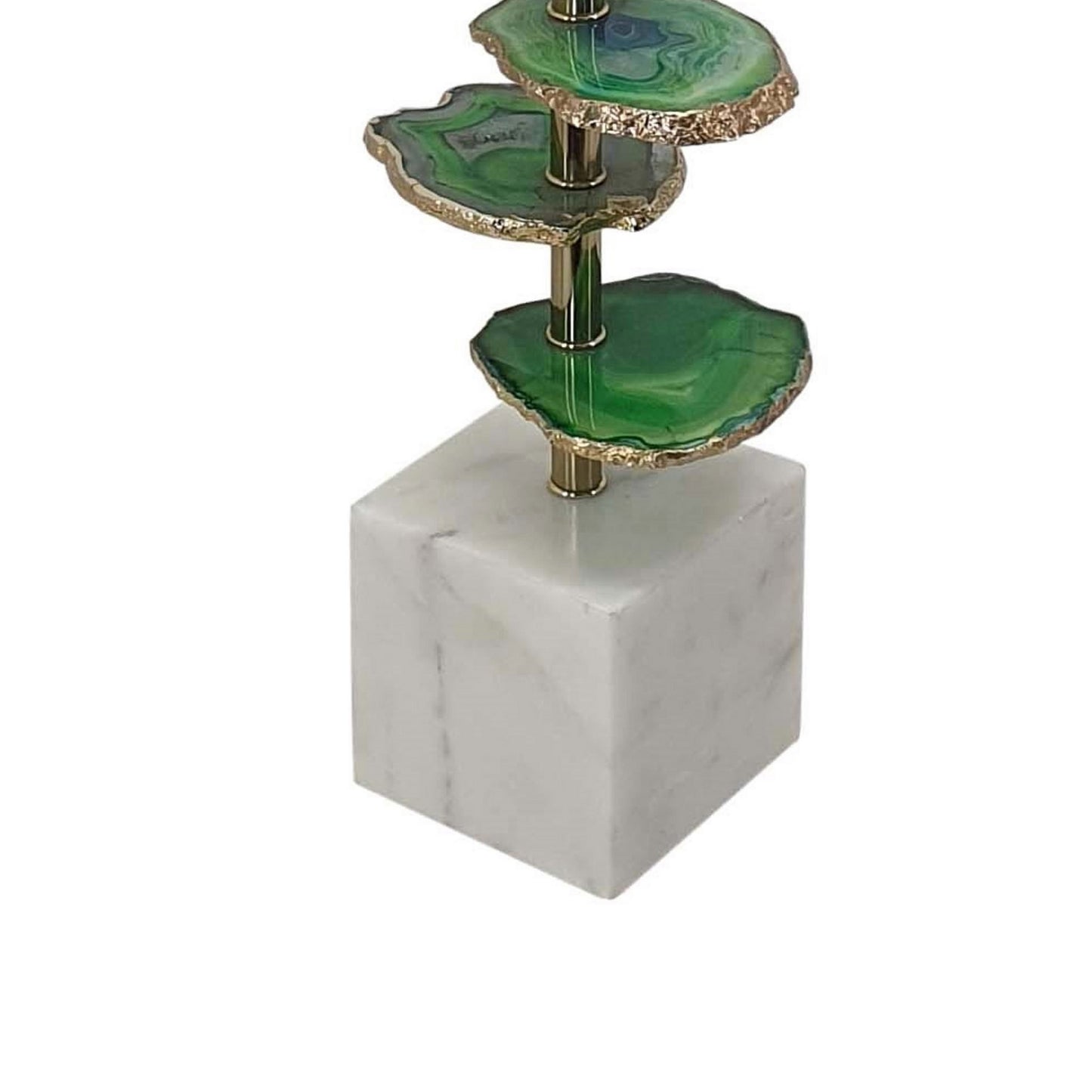 Parks 30 Inch Table Lamp With Agate Slices and Linen Drum Shade White