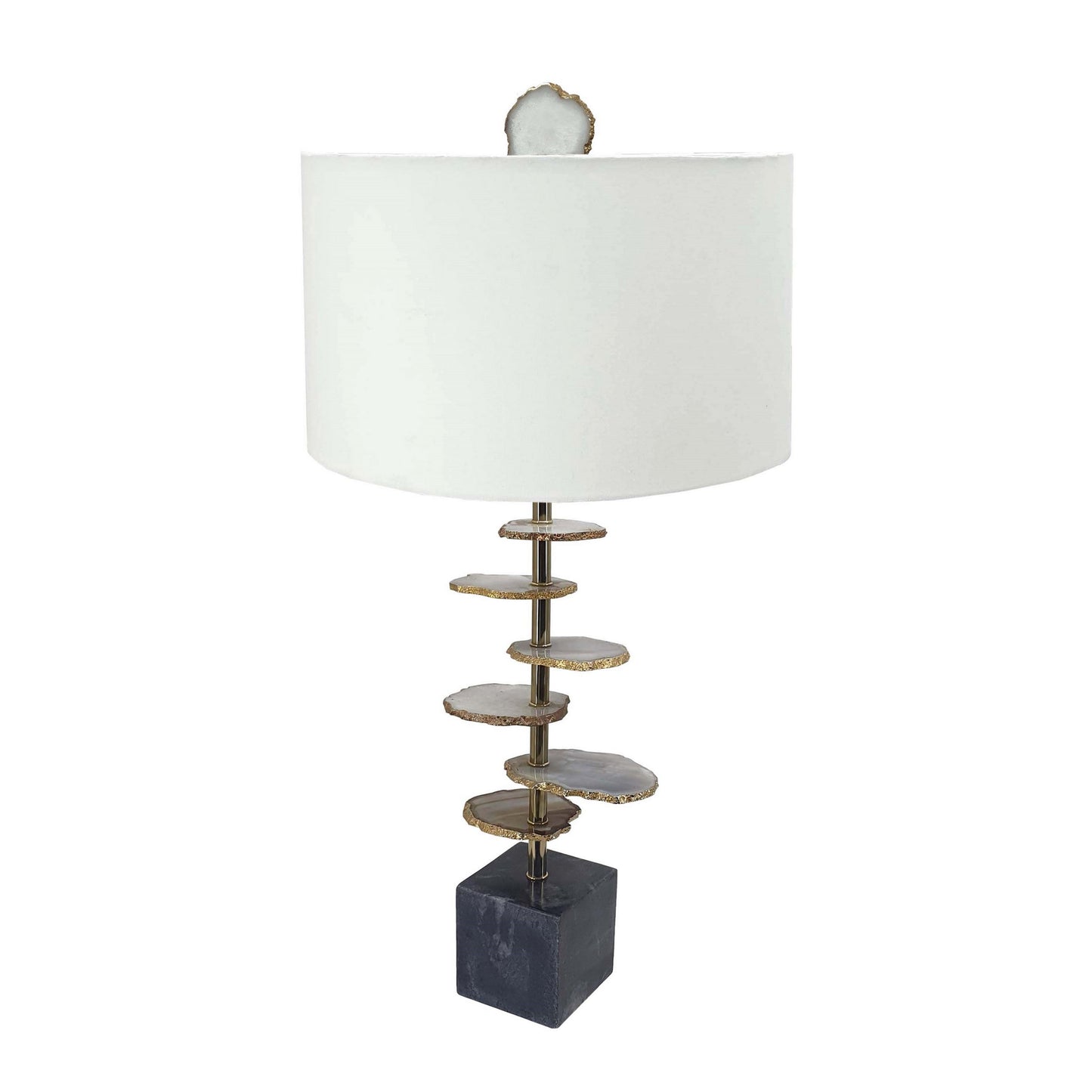 Parks 30 Inch Table Lamp With Agate Slices and Linen Drum Shade Brown