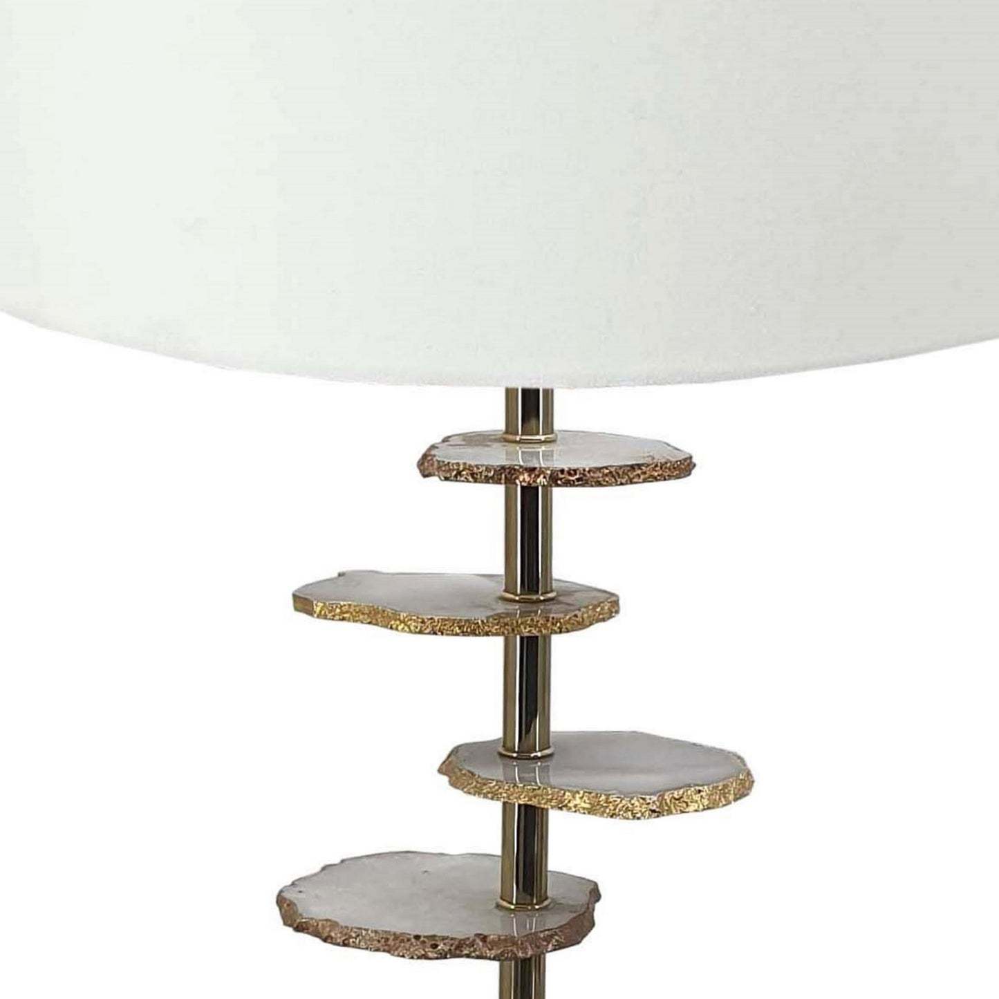 Parks 30 Inch Table Lamp With Agate Slices and Linen Drum Shade Brown