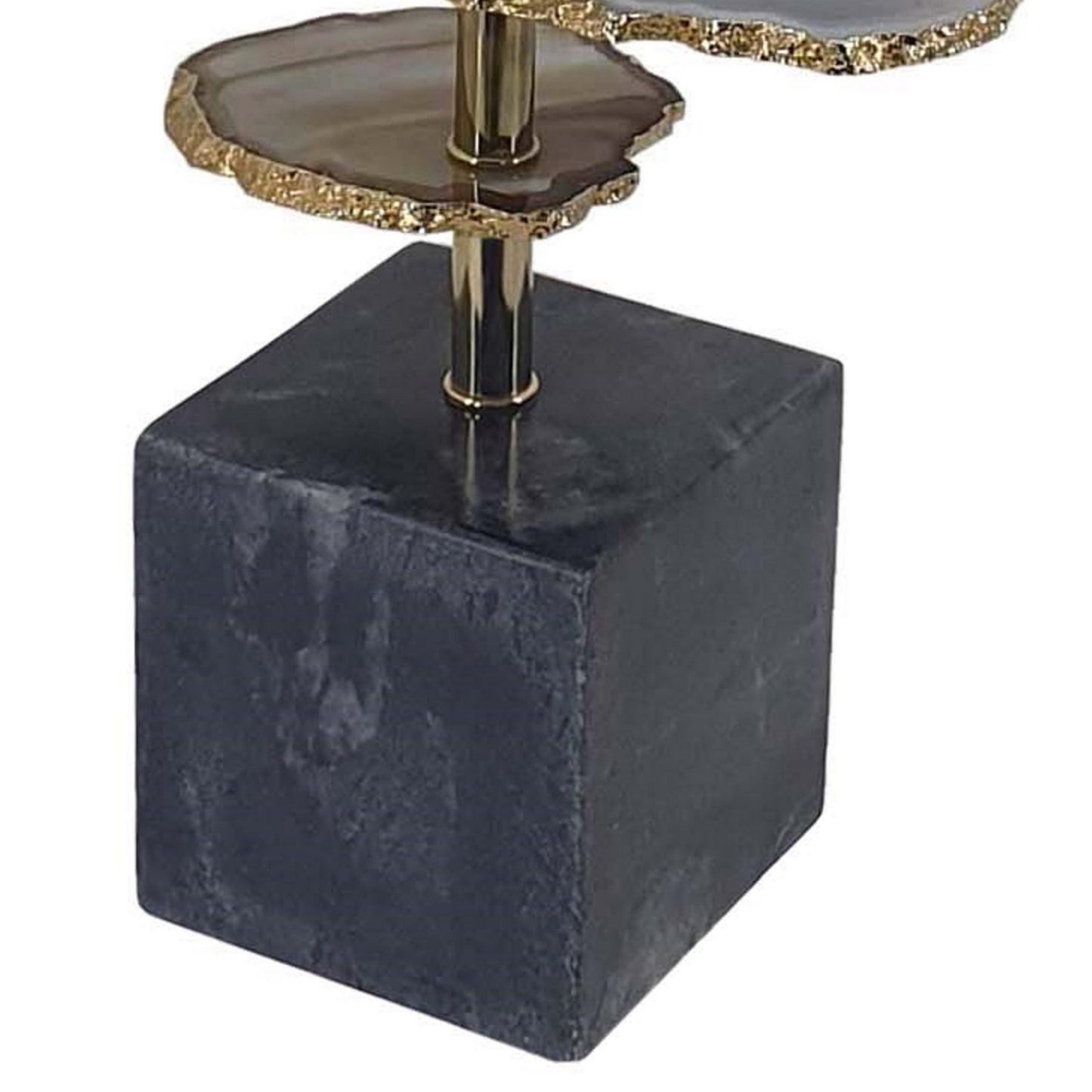 Parks 30 Inch Table Lamp With Agate Slices and Linen Drum Shade Brown