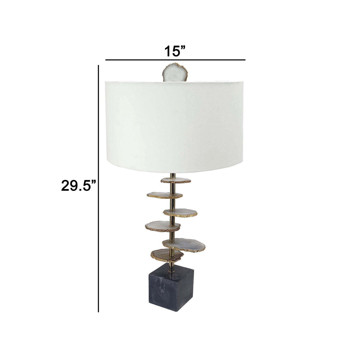 Parks 30 Inch Table Lamp With Agate Slices and Linen Drum Shade Brown