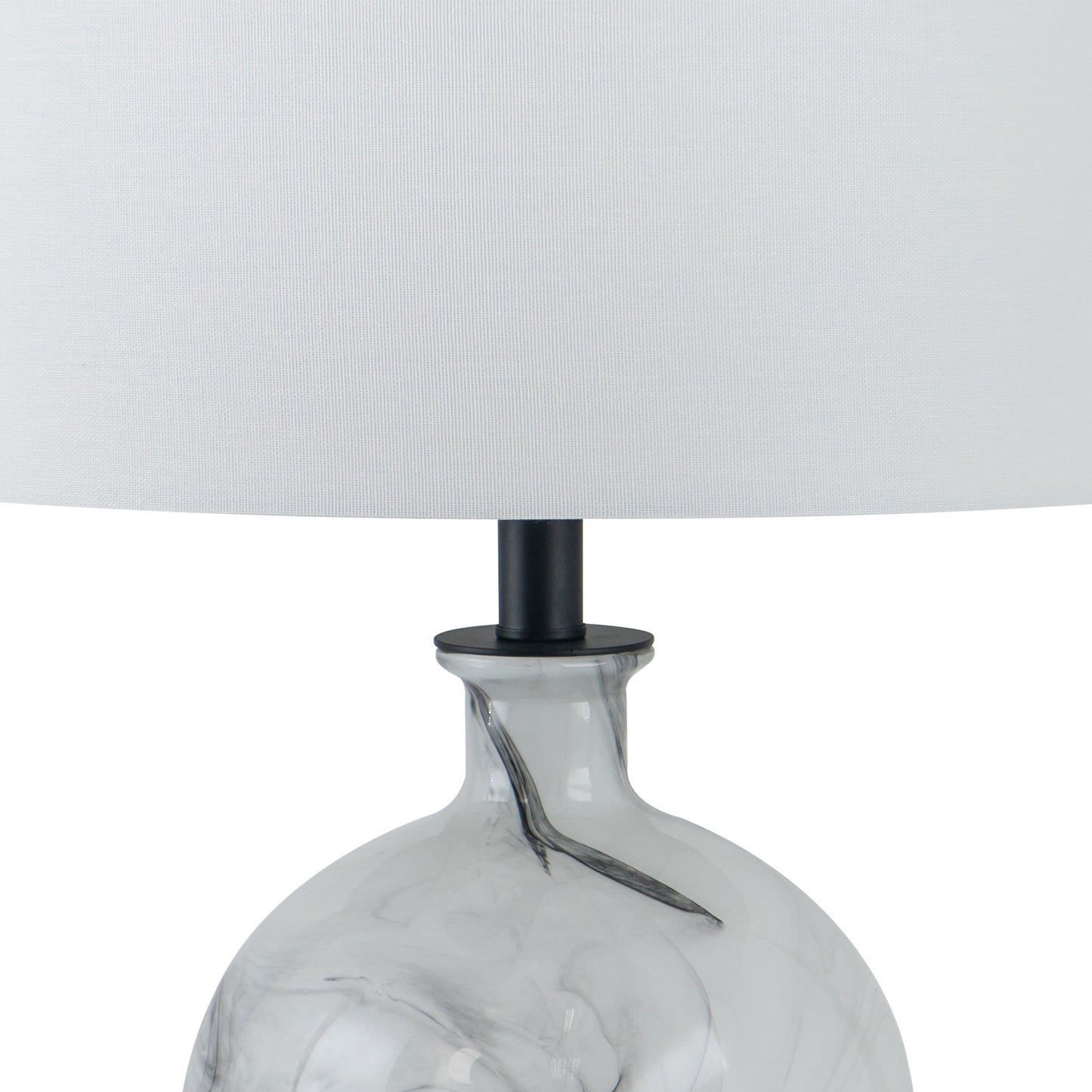 Bob 23 Inch Table Lamp with Round Drum Shade and Glass Frame White Gray