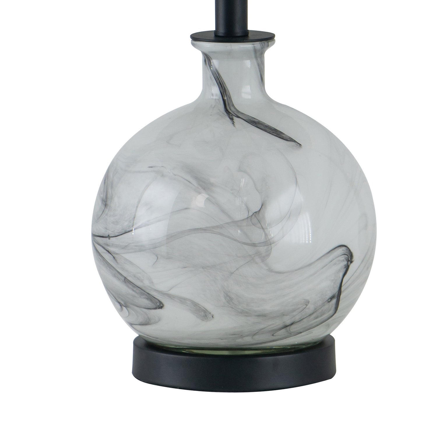 Bob 23 Inch Table Lamp with Round Drum Shade and Glass Frame White Gray