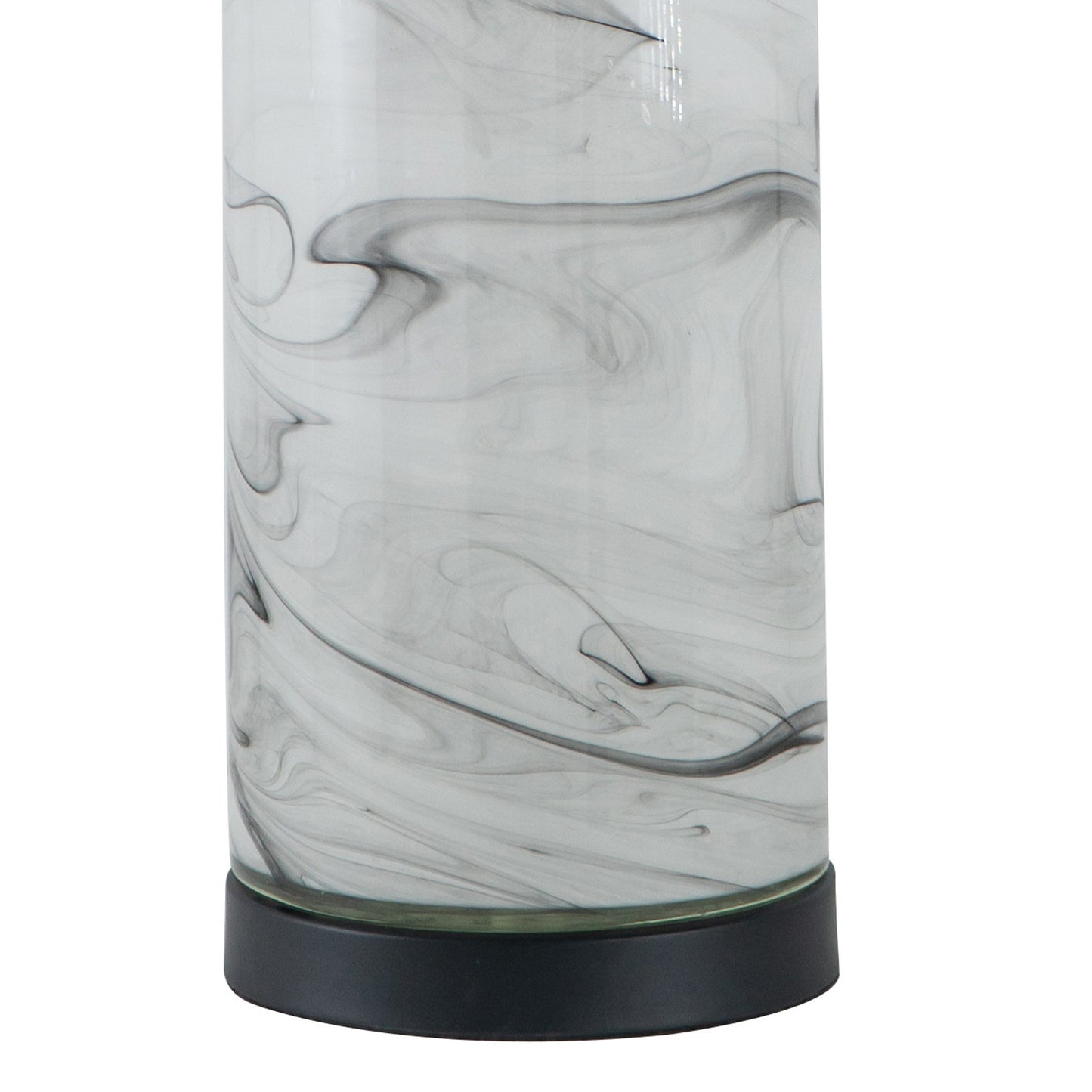 Bob 29 Inch Tall Table Lamp with Round Drum Shade Glass Frame White Gray