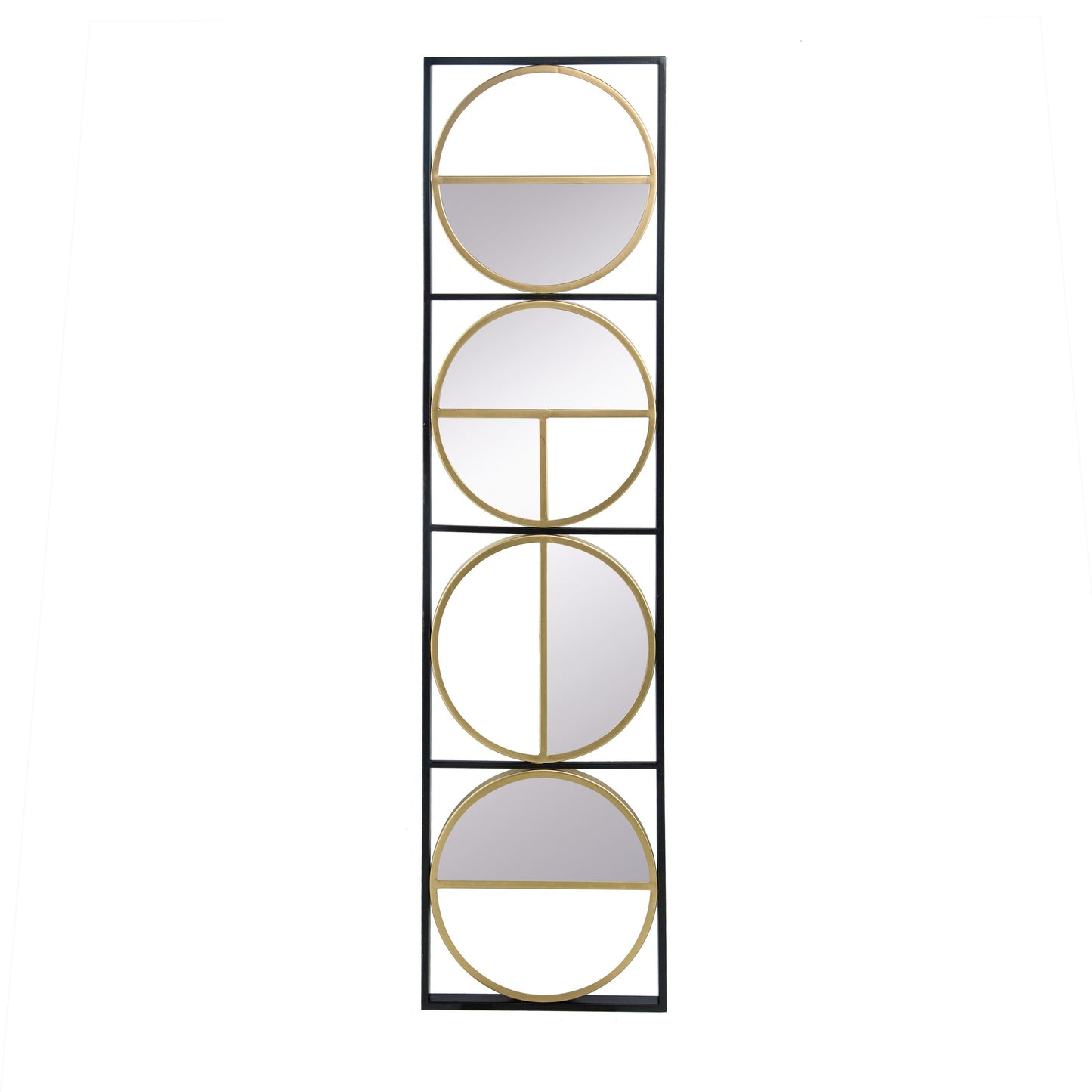 47 Inch Modern Wall Decor With 4 Varied Round Mirrors Black Metal Frame