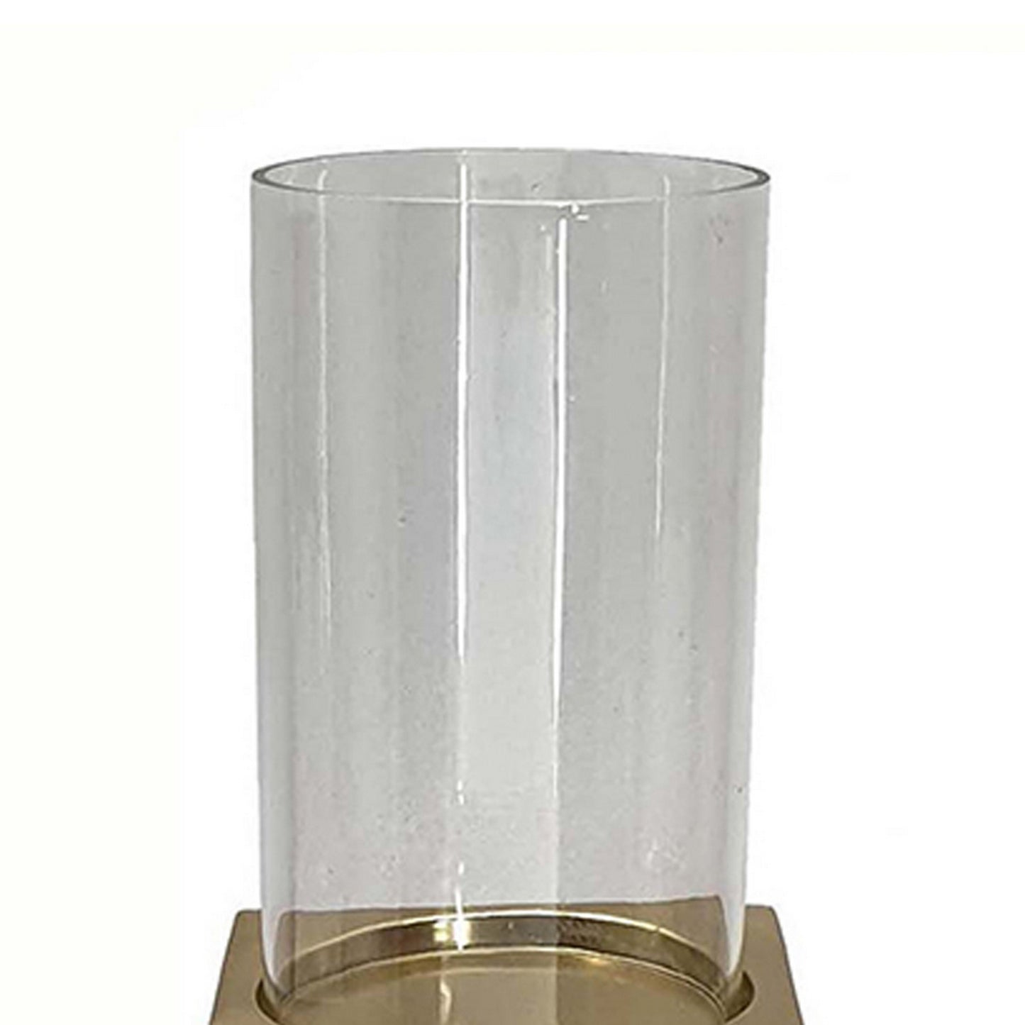 18 Inch Glass Candle Holder Square Block Pedestal Black Finished Wood