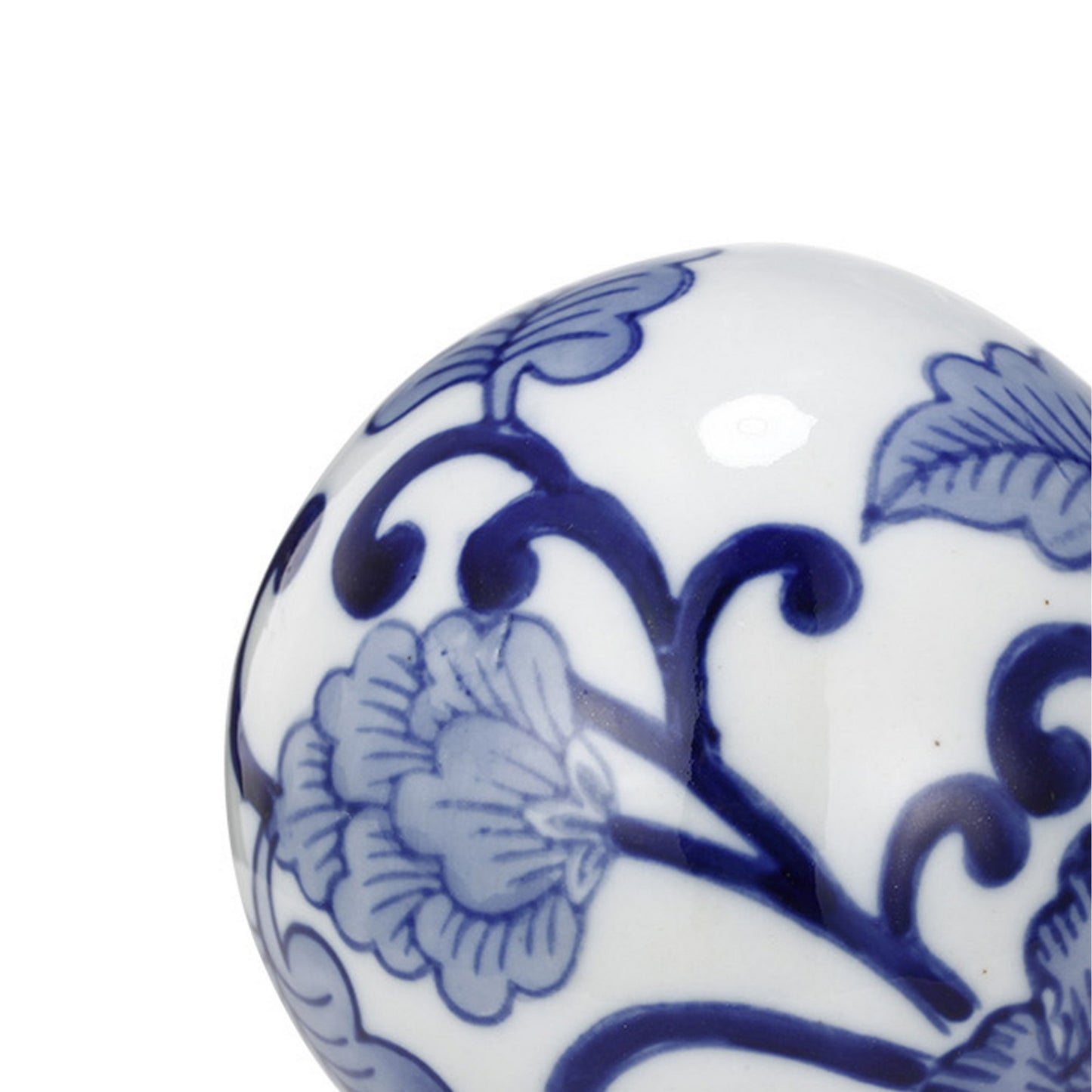 4 Inch Decorative Ball Set Of 6 Orbs Blue And White Printed Porcelain