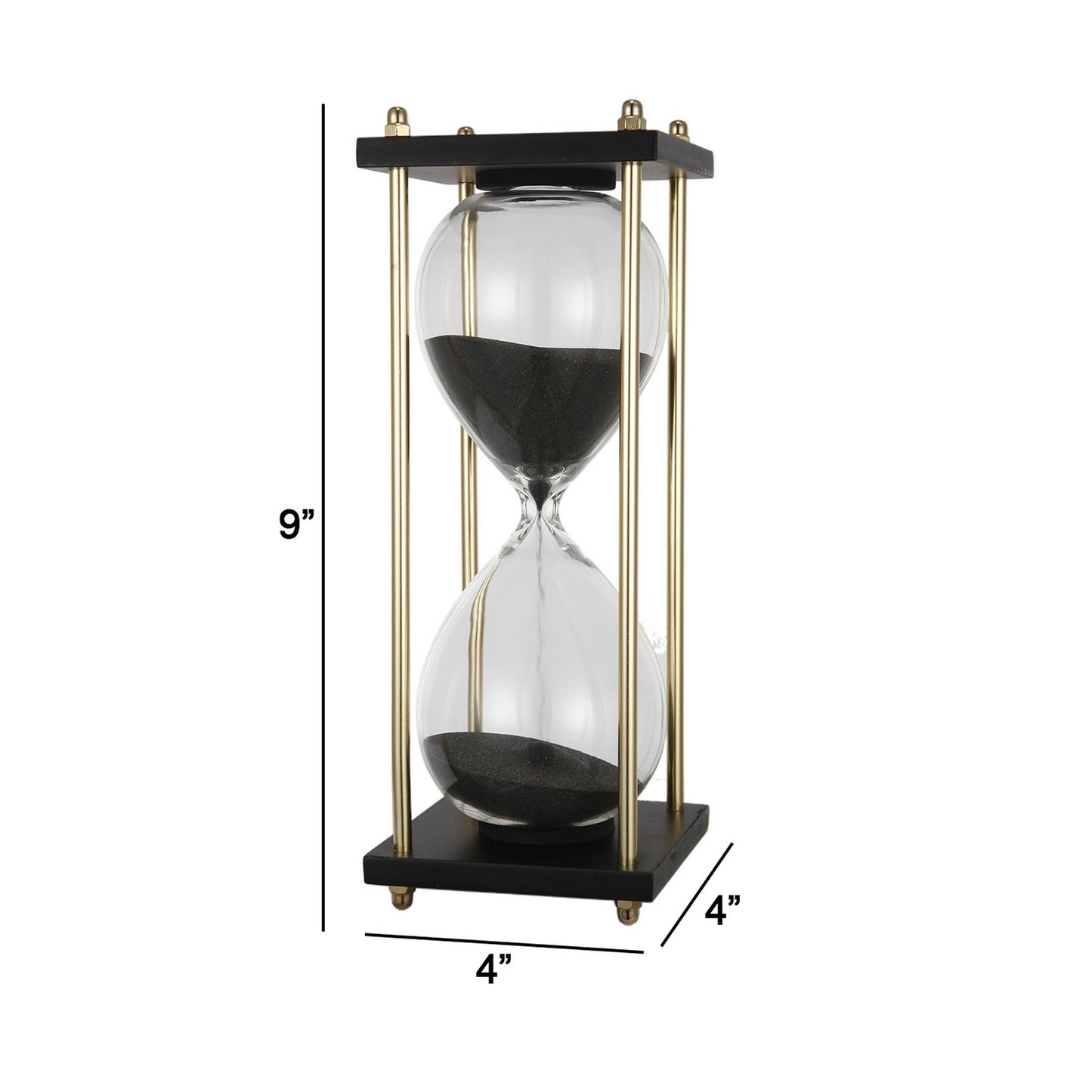 4 Inch Artistic Hourglass Accent Decoration Stylish Black Metal Frame