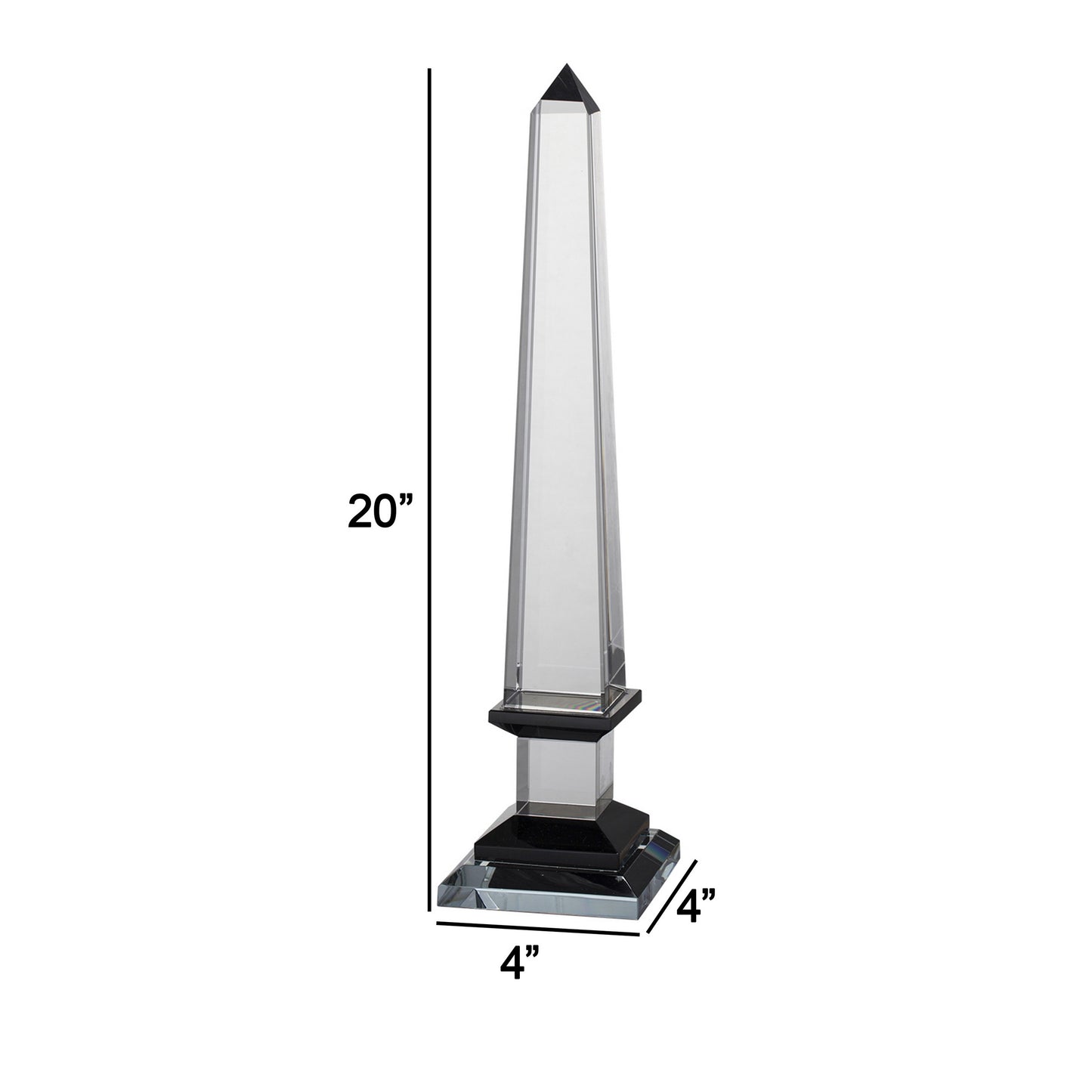 20 Inch Glass Obelisk Accent Decoration Monument Design Square Base