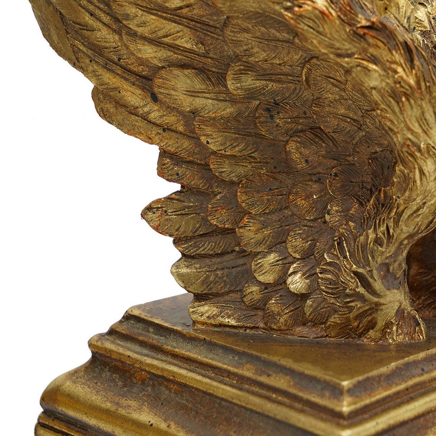 8 Inch Contemporary Decorative Bookends Spread Wing Design Antique Gold