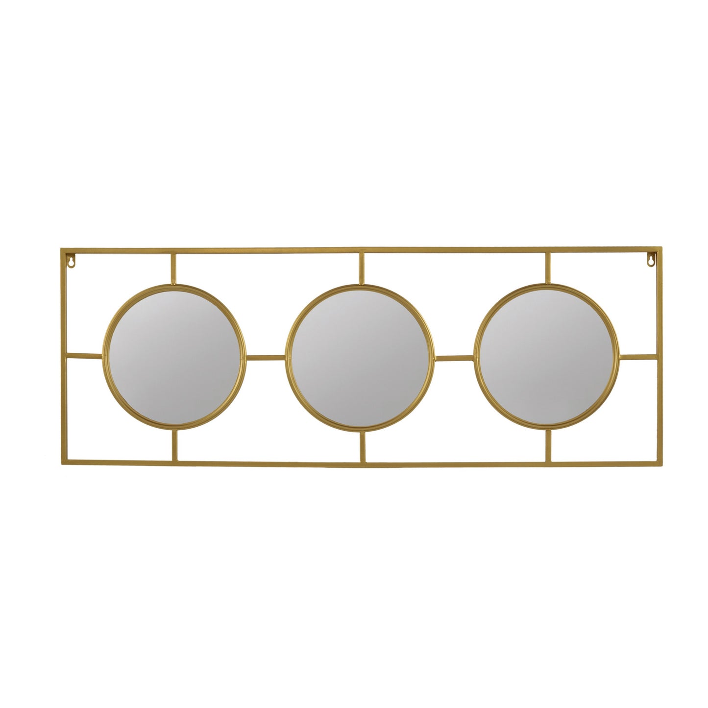 43 Inch Wall Accent Decor Three Integrated Mirrors With Iron Frame Gold