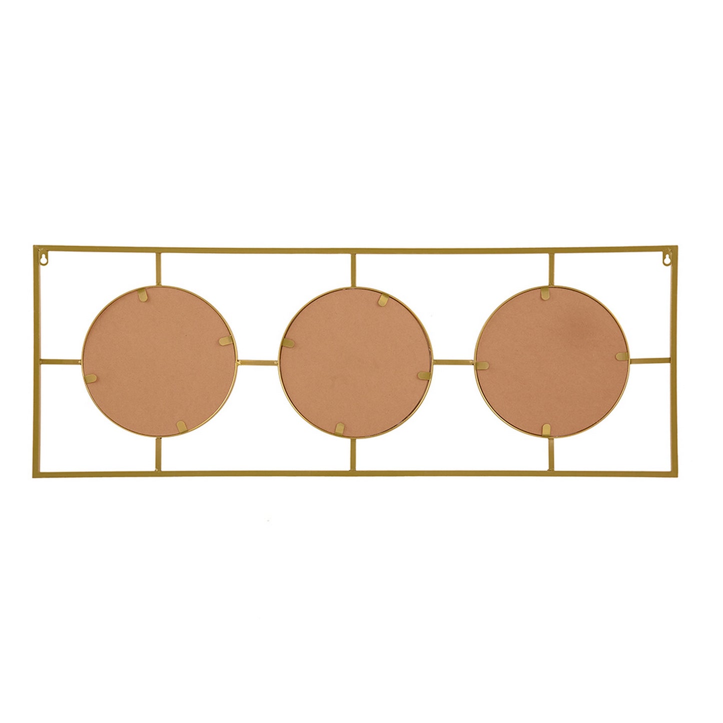 43 Inch Wall Accent Decor Three Integrated Mirrors With Iron Frame Gold