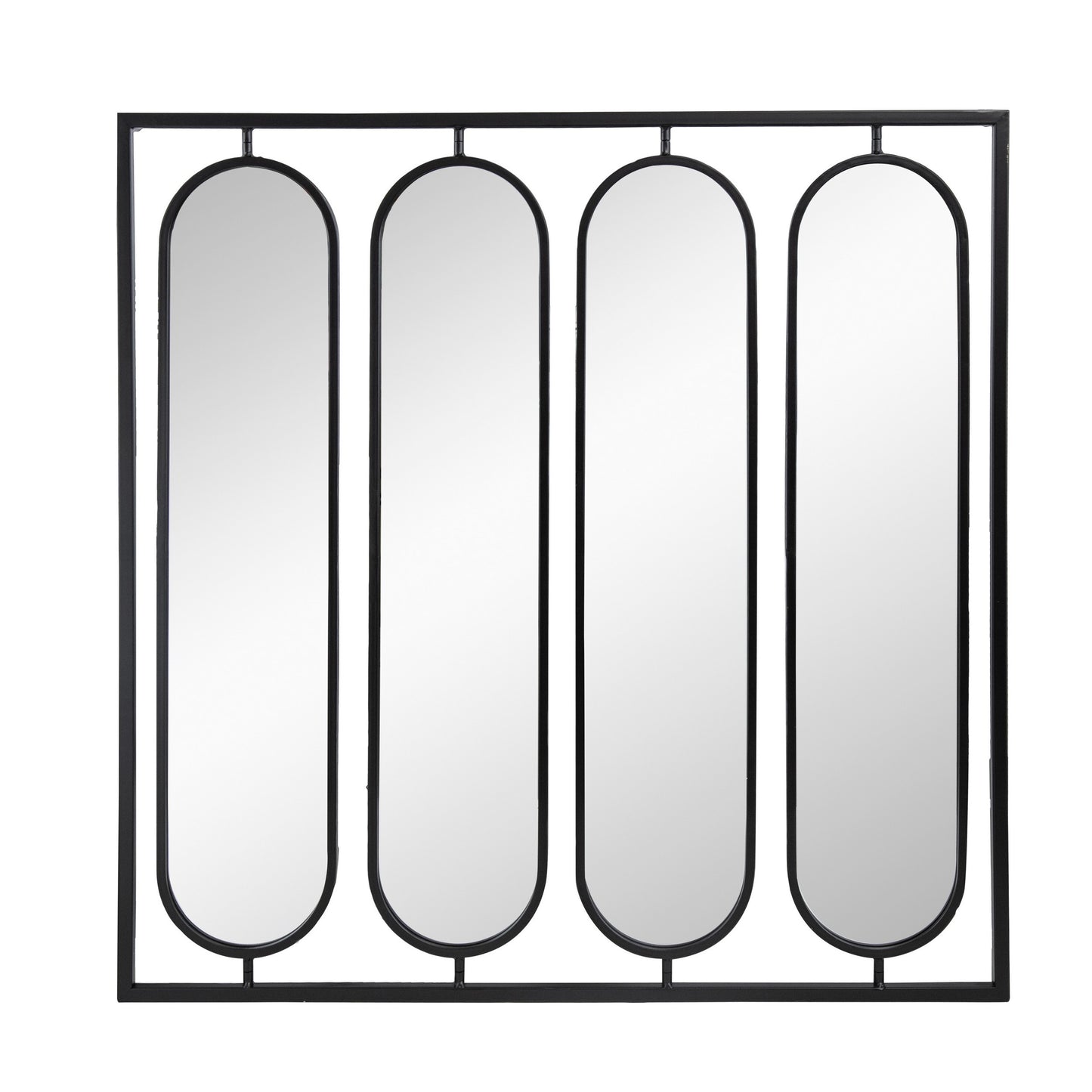 36 Inch Modern Wall Decor 4 Swiveling Oblong Mirrors Black Metal Frame