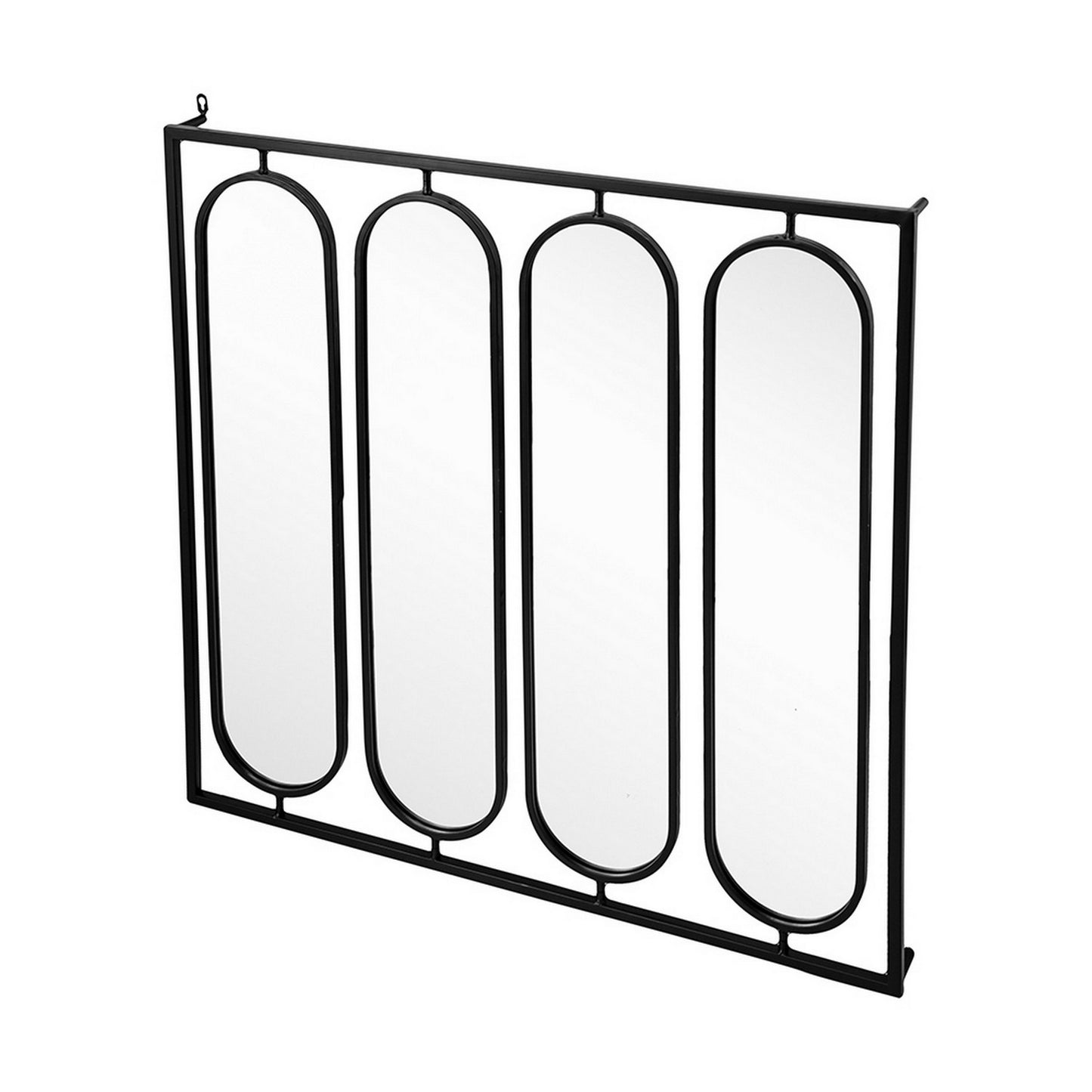 36 Inch Modern Wall Decor 4 Swiveling Oblong Mirrors Black Metal Frame
