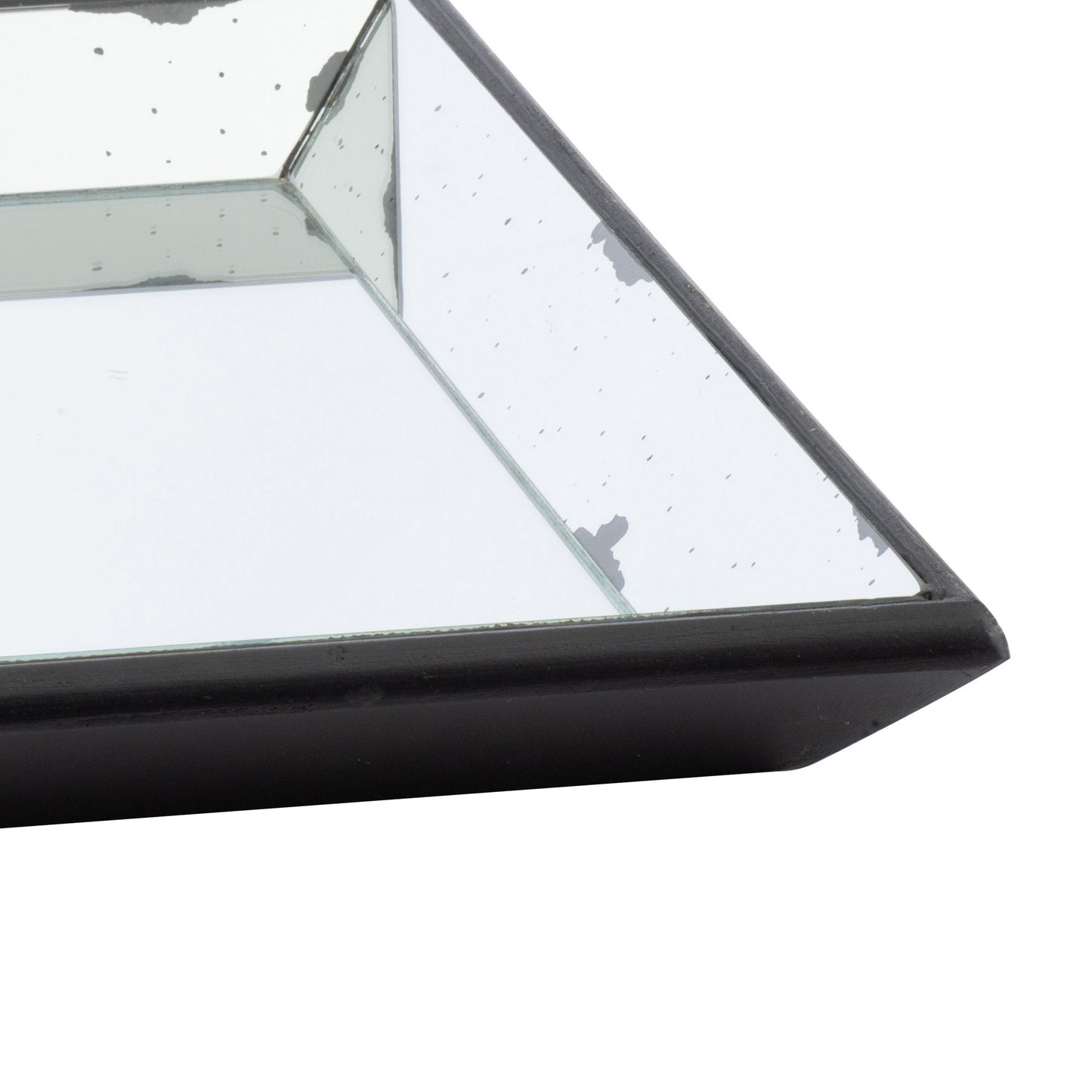 24 Inch Square Decorative Tray With Mirrored Surface Modern Style Black
