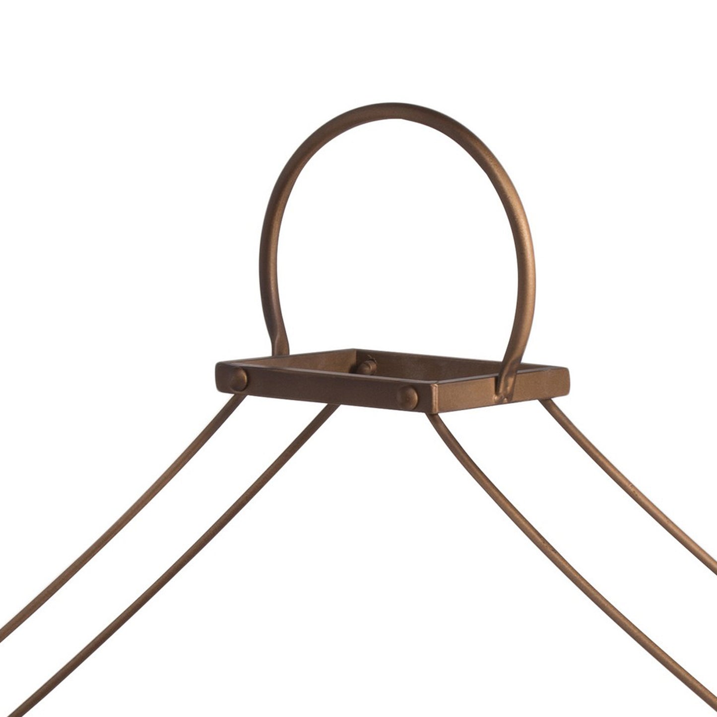 29 Inch Candle Holder Brown Fir Wood Rectangular Tray Bronze Metal Frame