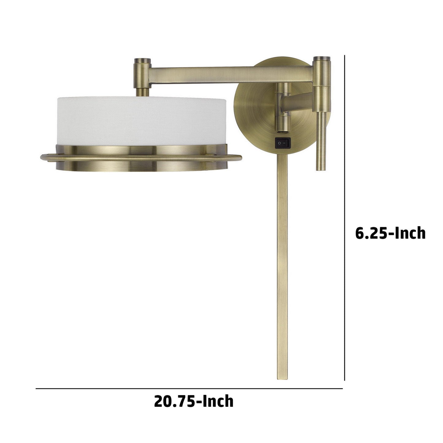 21 Inch Modern Wall Lamp With Swing Arm Integrated Led White Shade Brass