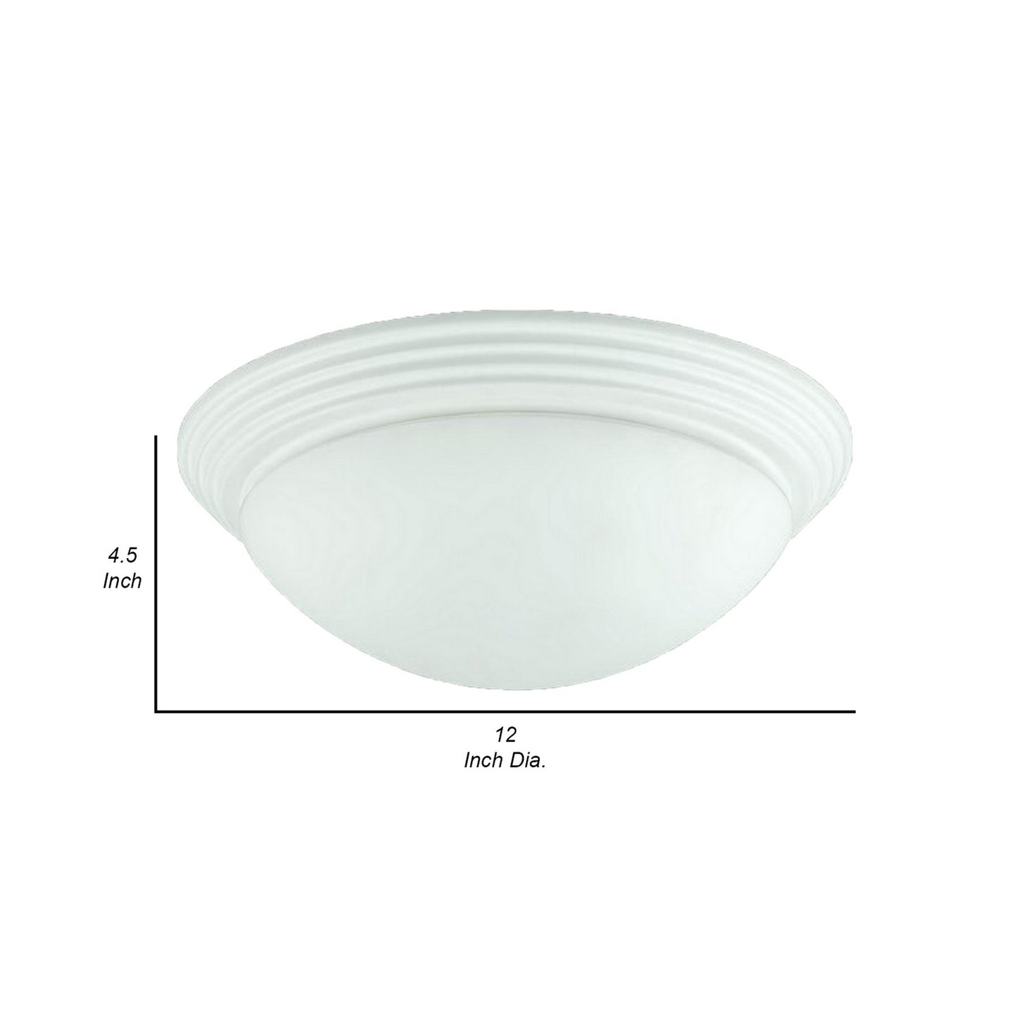 Jesse 12 Inch Modern Ceiling Lamp with White Glass Dome Shade White Trim