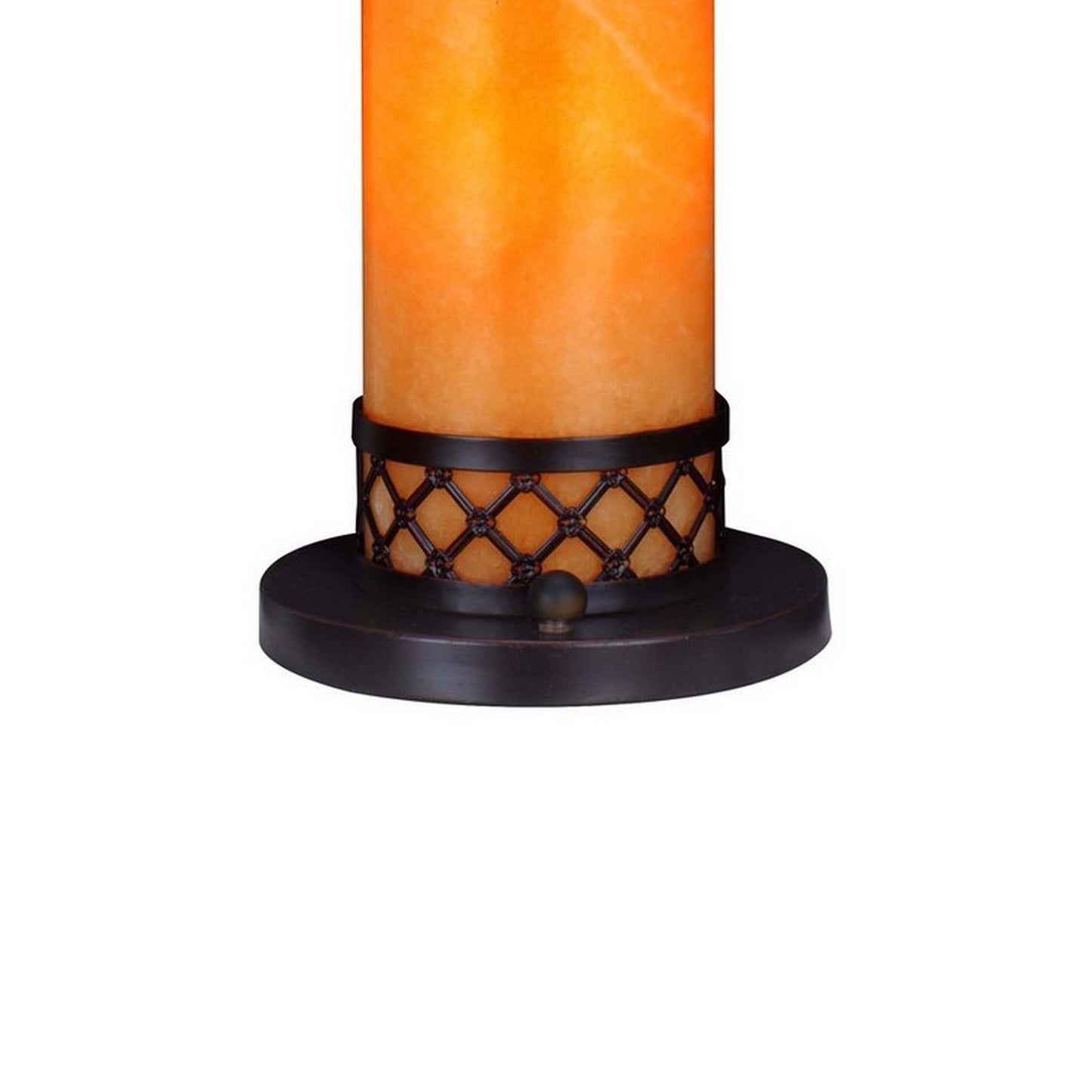 25 Inch Modern Table Lamp Fabric Drum Shade and Night Light Glass Ivory