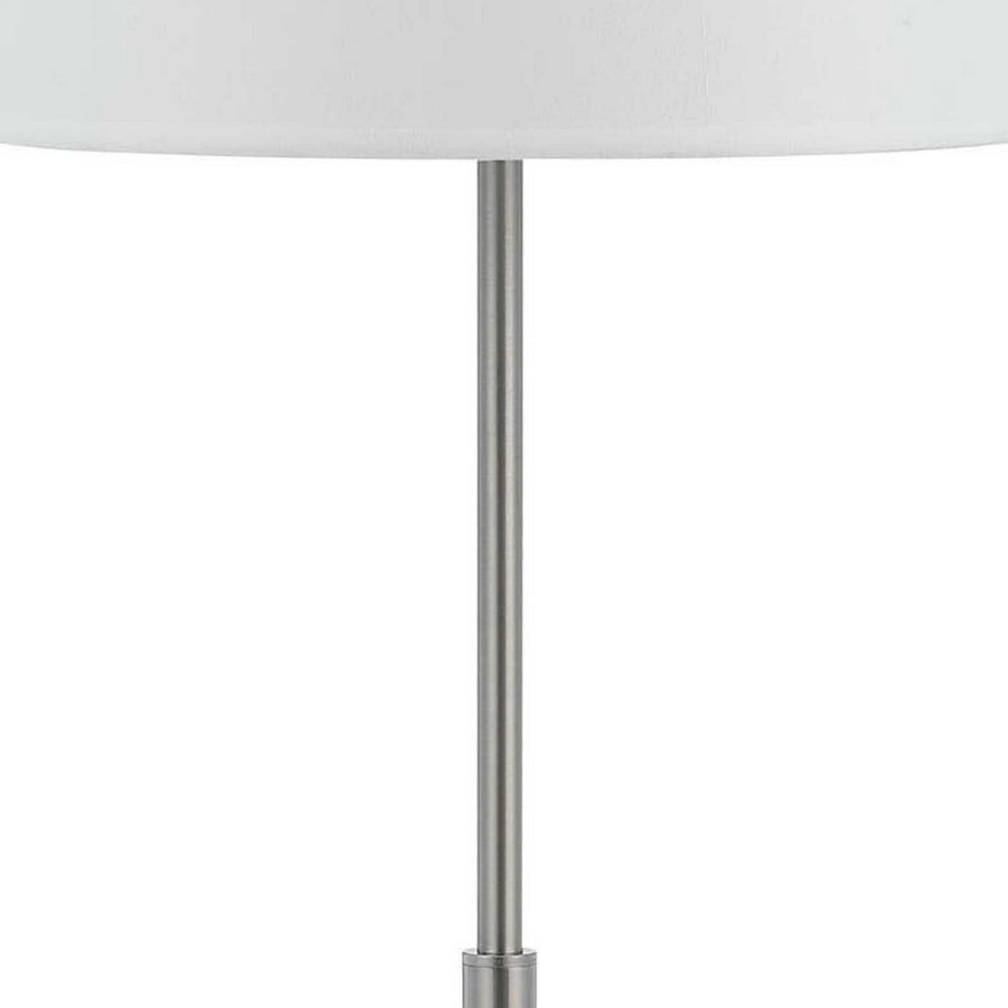 27 Inch Modern Table Lamp with Round Drum Shade 2 Outlets White Chrome