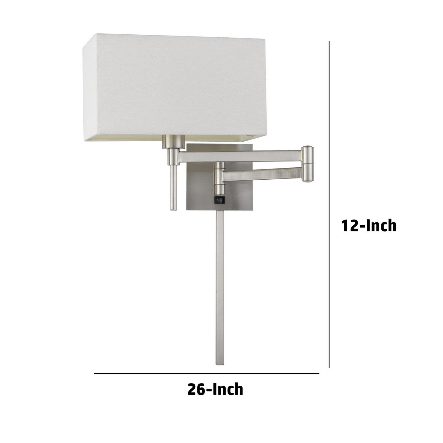 Nash 26 Inch Wall Lamp Hardback Beige Fabric Shade Chrome Swing Arm