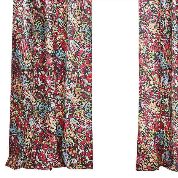 Burges 84 Inch Window Panel Curtain Red And Pink Reed Print Rod Pockets