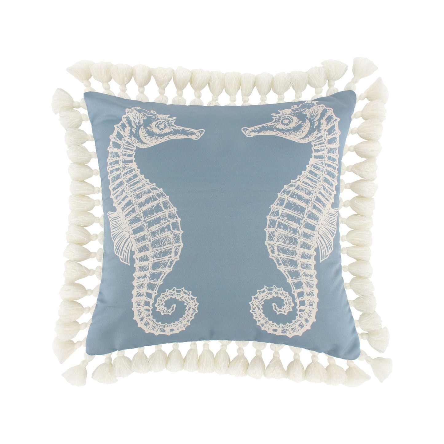 Set Of 2 Decorative Throw Pillows Seahorse And Starfish Polyester Tassels