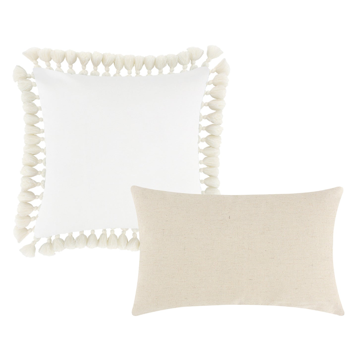 Set Of 2 Decorative Throw Pillows Seahorse And Starfish Polyester Tassels