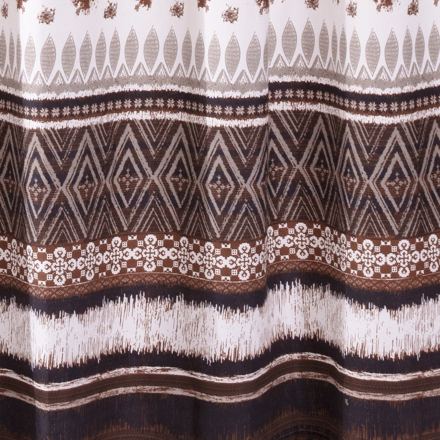 Roca 72 Inch Shower Curtain Coffee Brown Striped Printing Button Holes