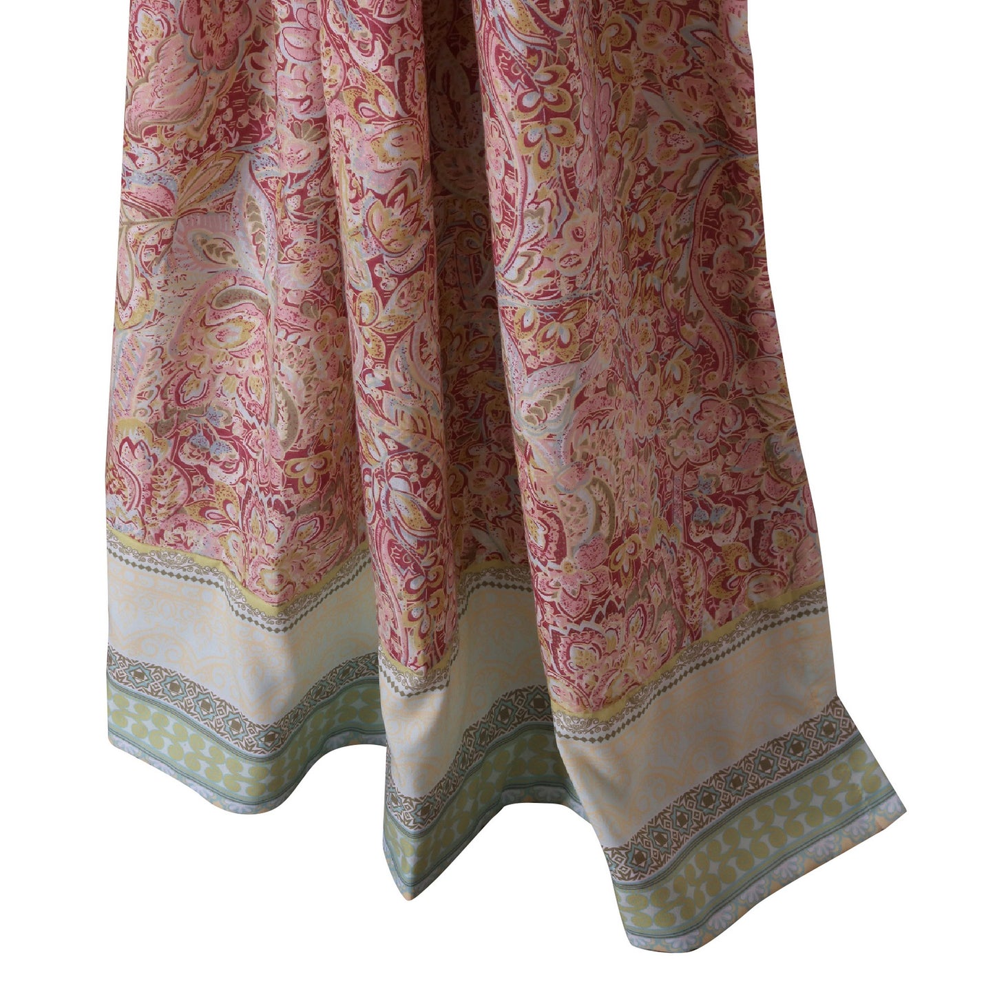 Rua 84 Inch Window Curtains Ferns Lotuses Rose Pink Microfiber Rod Holes